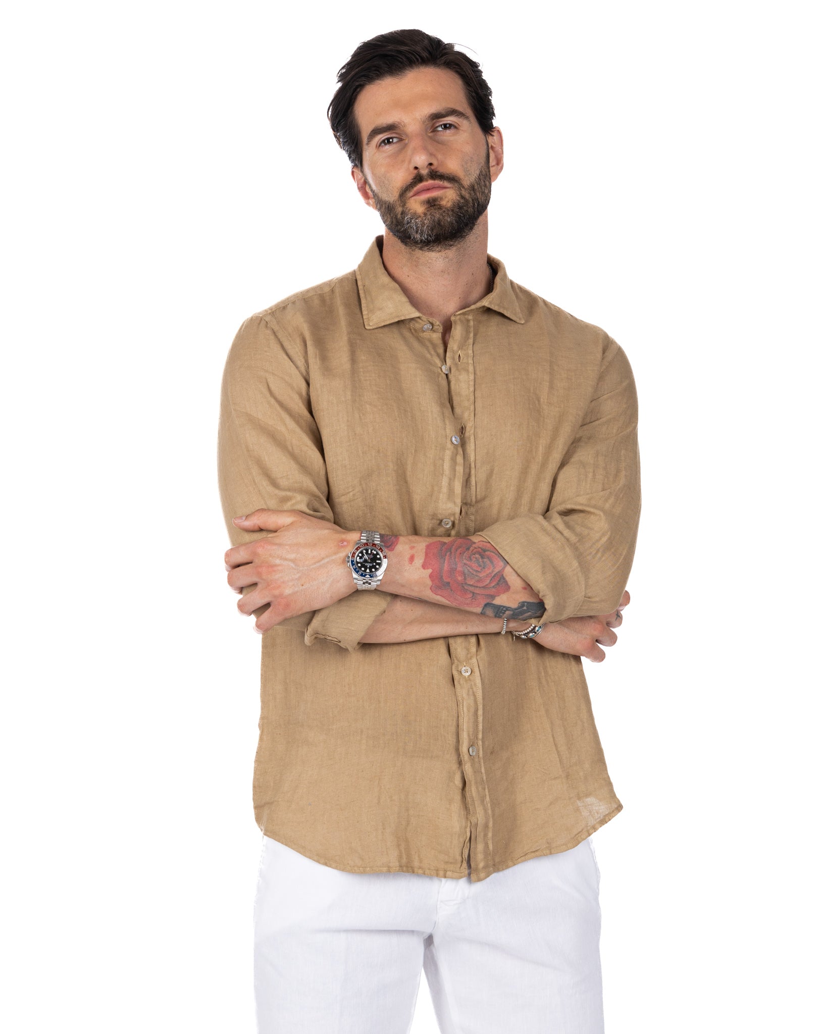 Montecarlo - camicia in puro lino beige
