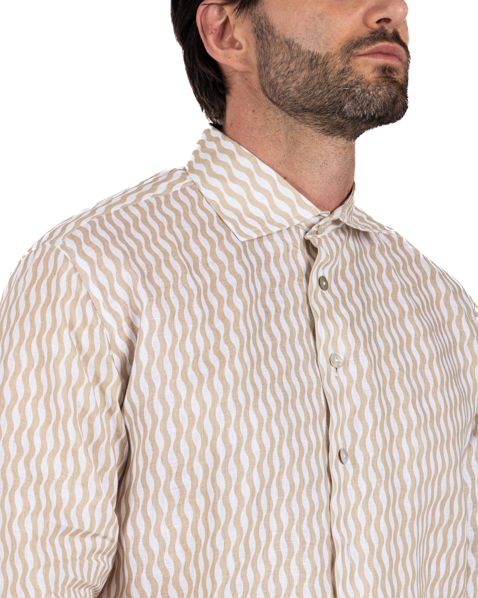 Onda - chemise en lin imprimé beige