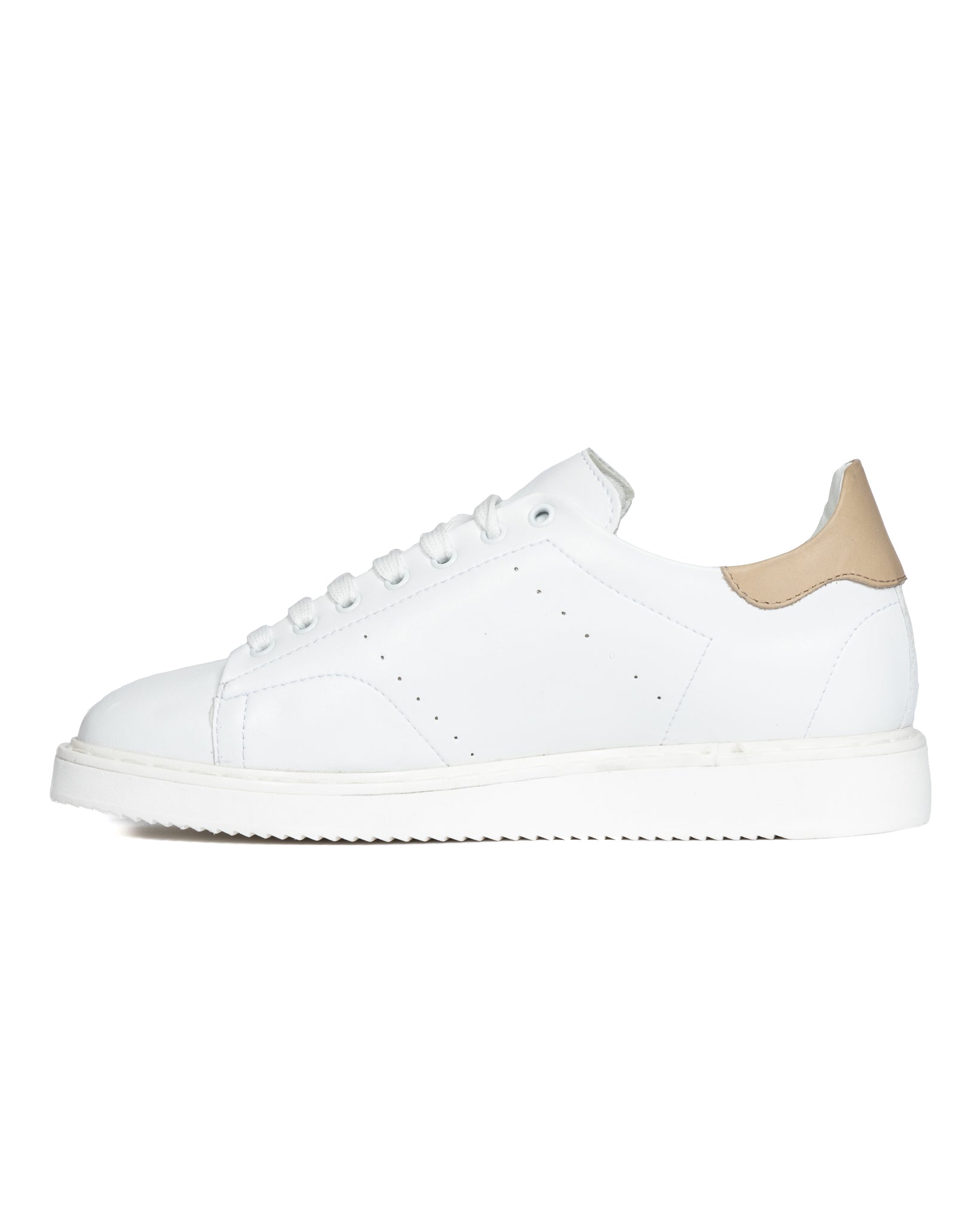 S01 - white leather sneakers with beige details
