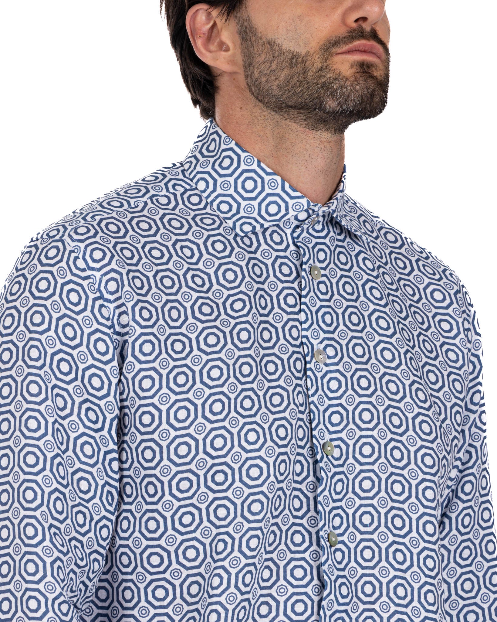 Maiolica - blue printed linen shirt