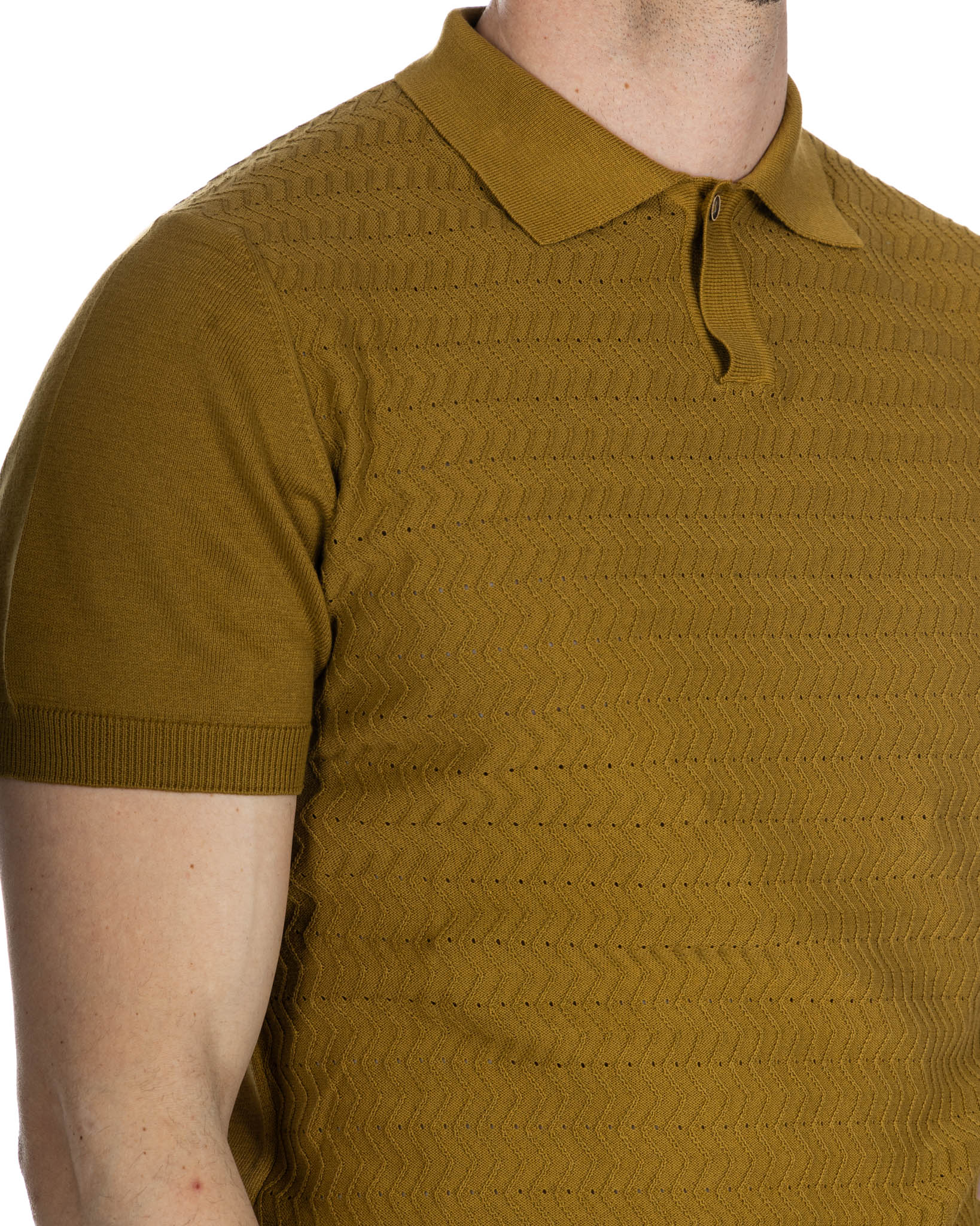 Stefanos - polo en maille jacquard camel