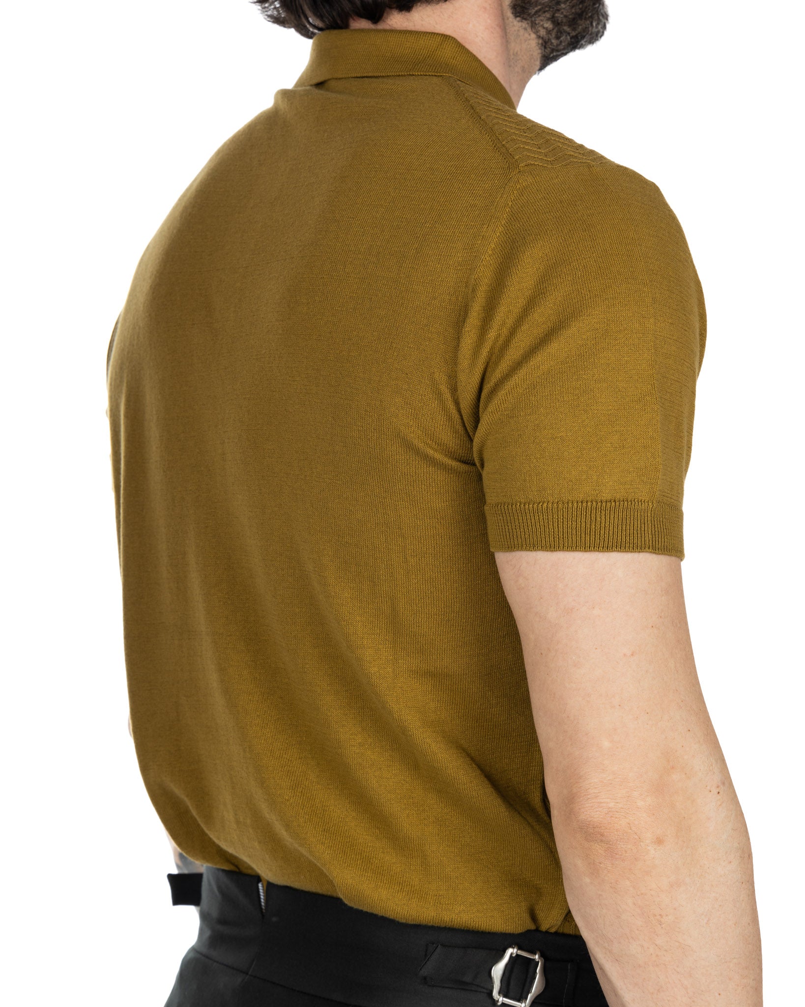 Stefanos - polo en maille jacquard camel