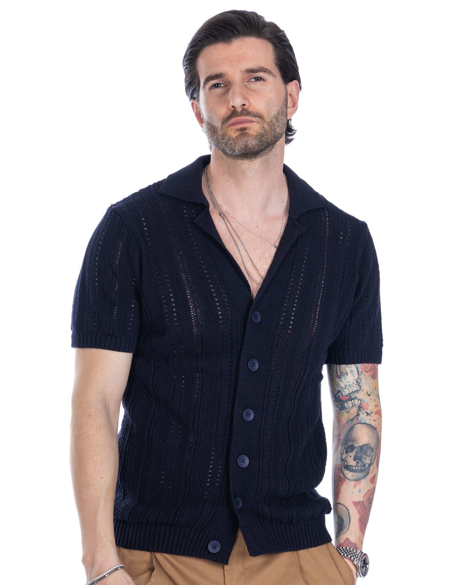 Novak - camicia blu in maglia