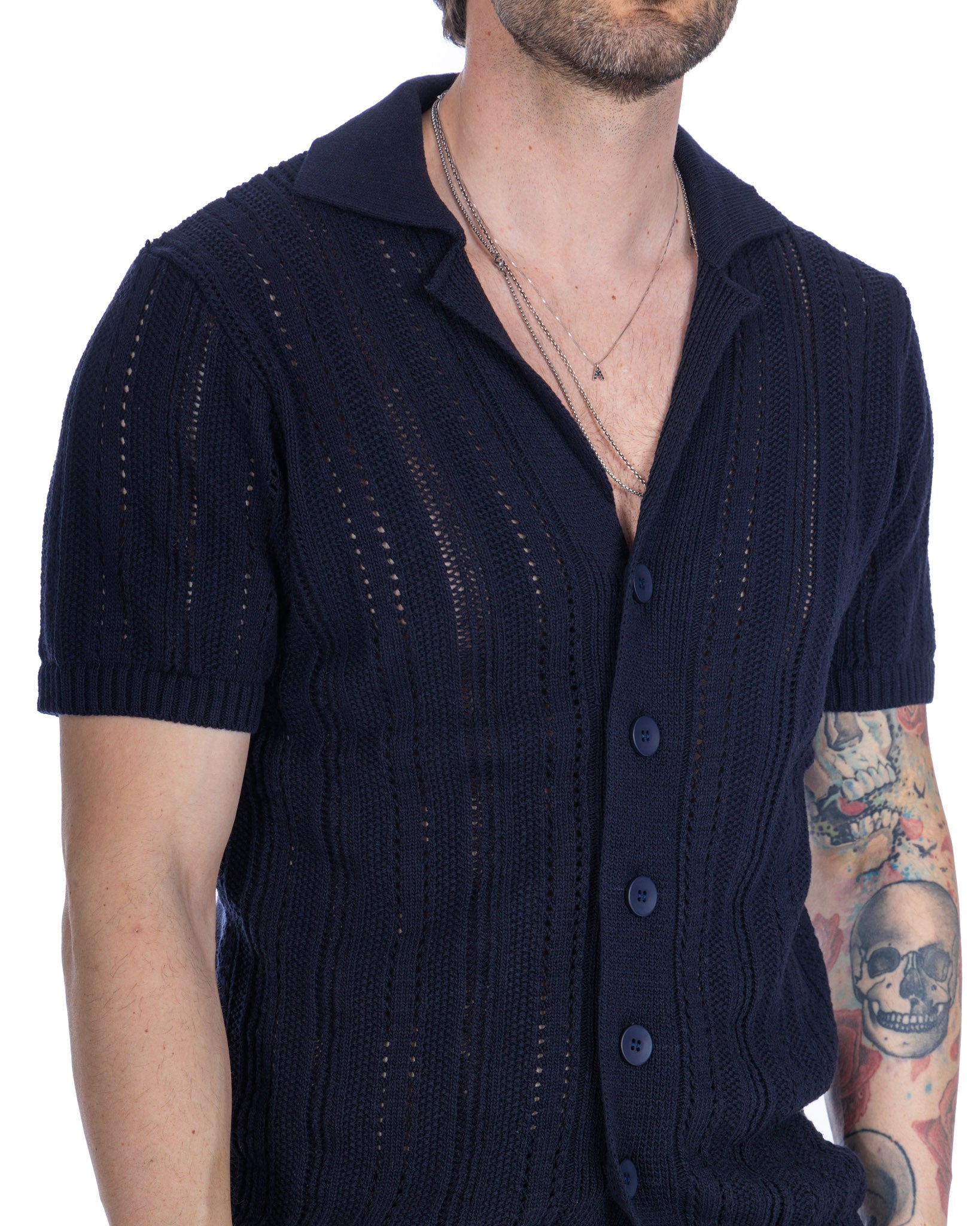 Novak - chemise tricotée bleue
