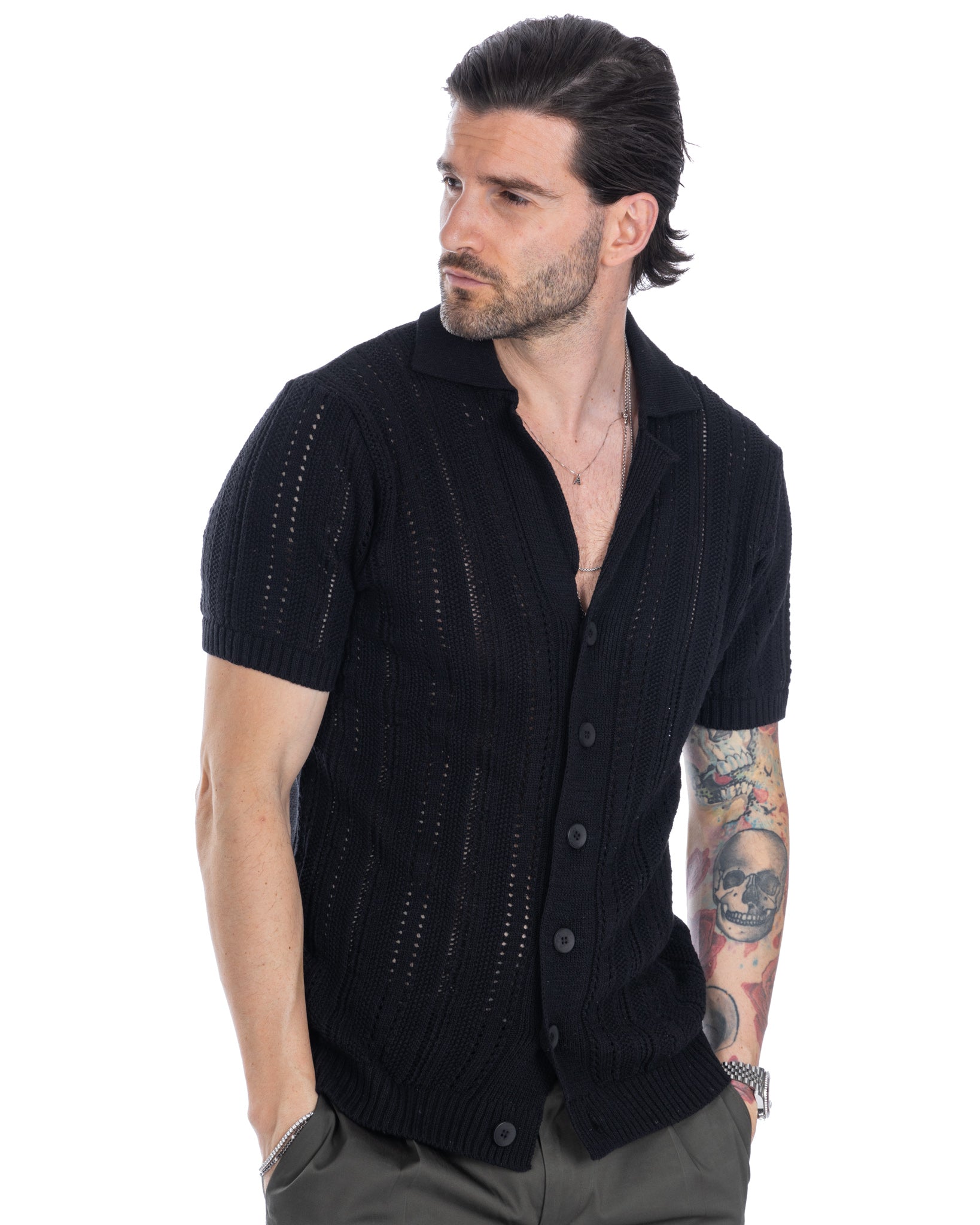 Novak - chemise en maille noire