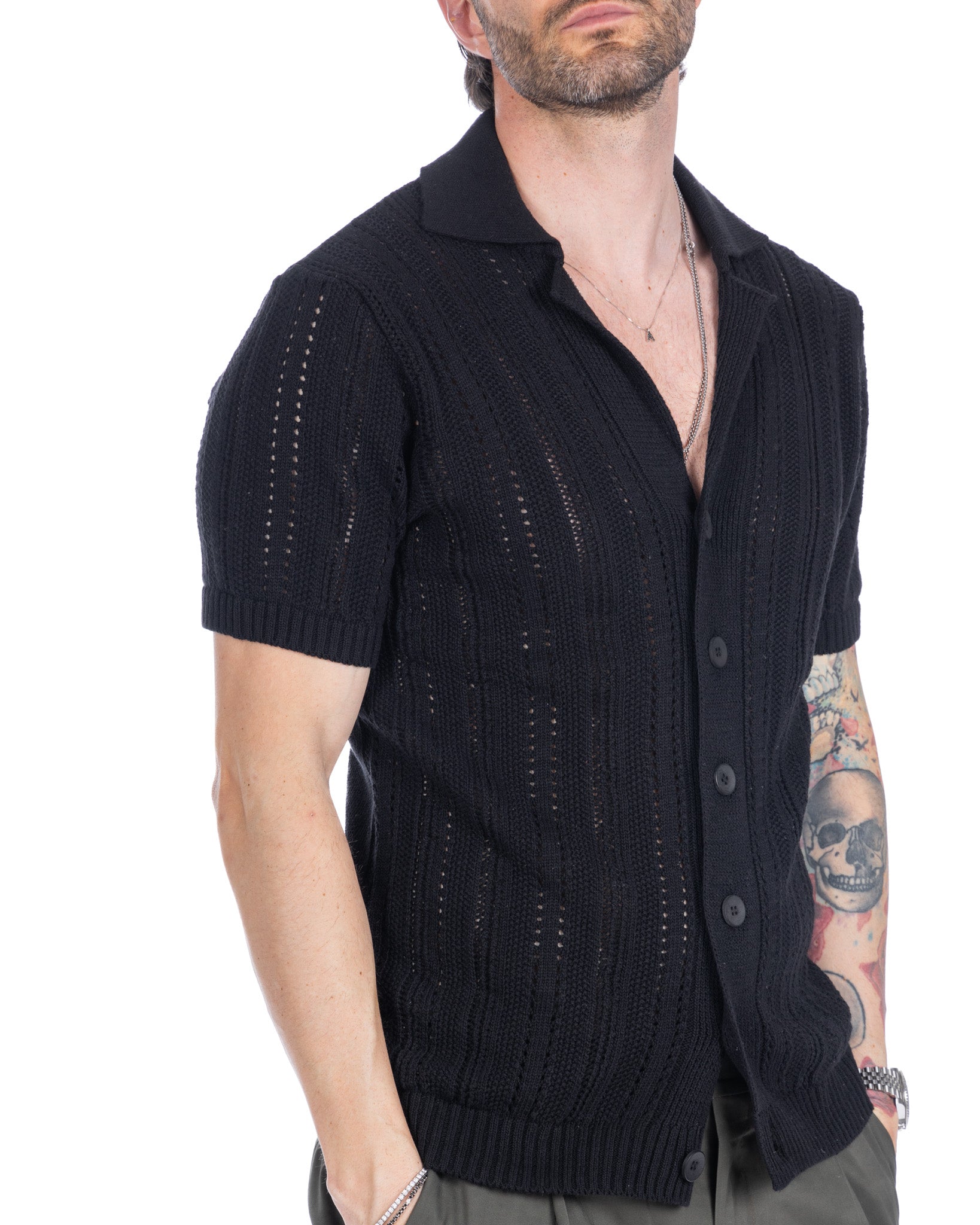 Novak - chemise en maille noire