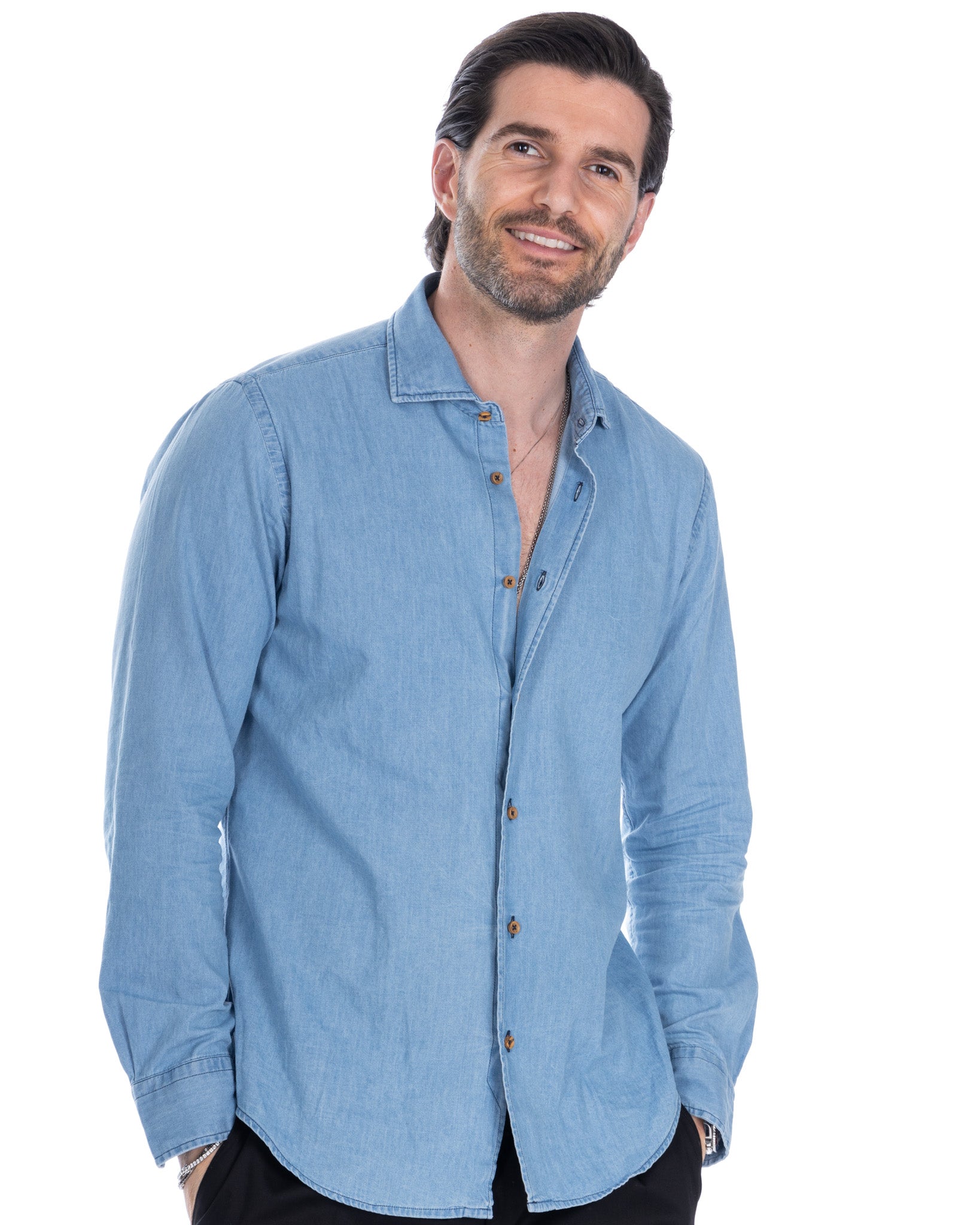 Mark light wash denim shirt