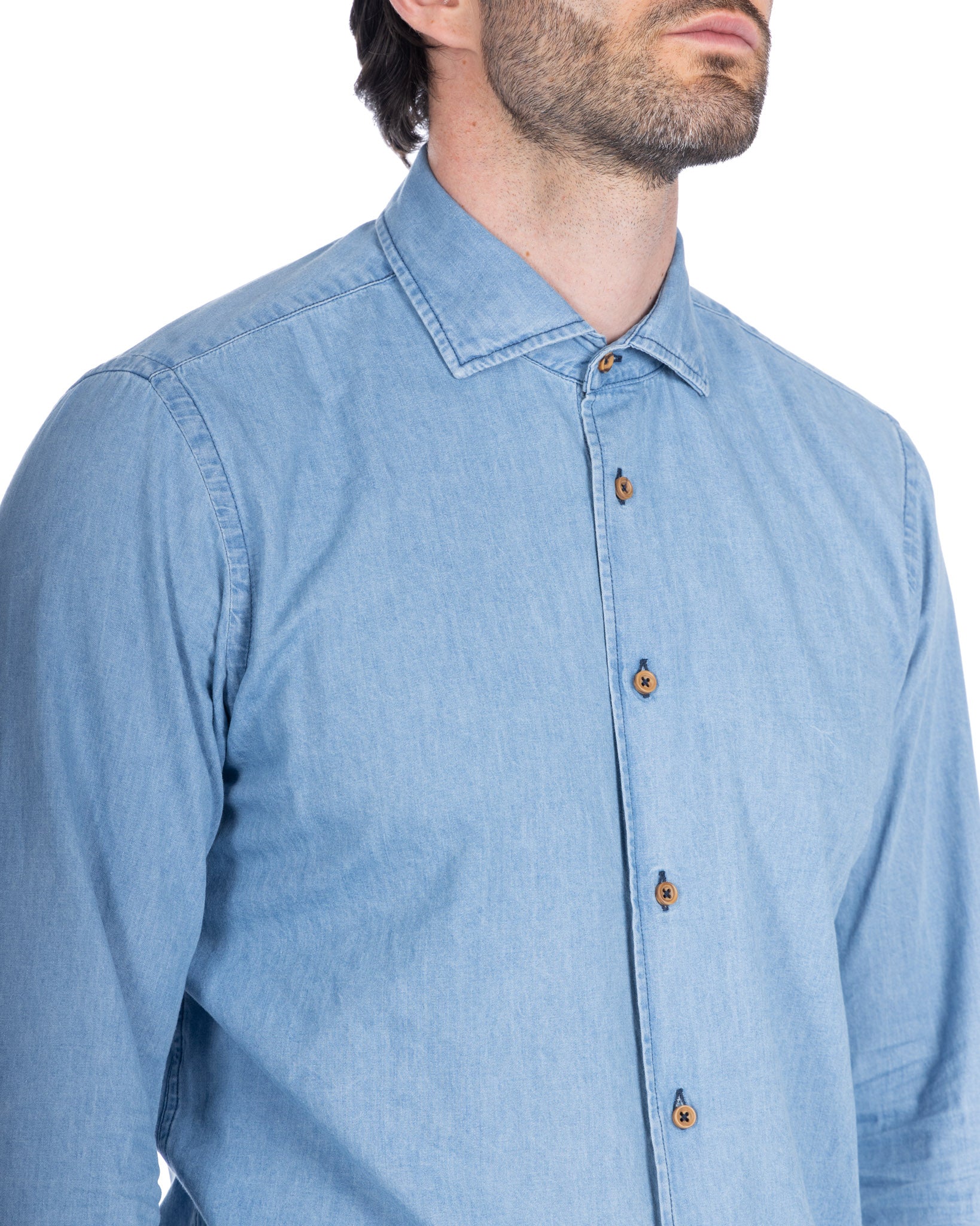 Mark - camicia jeans lavaggio chiaro