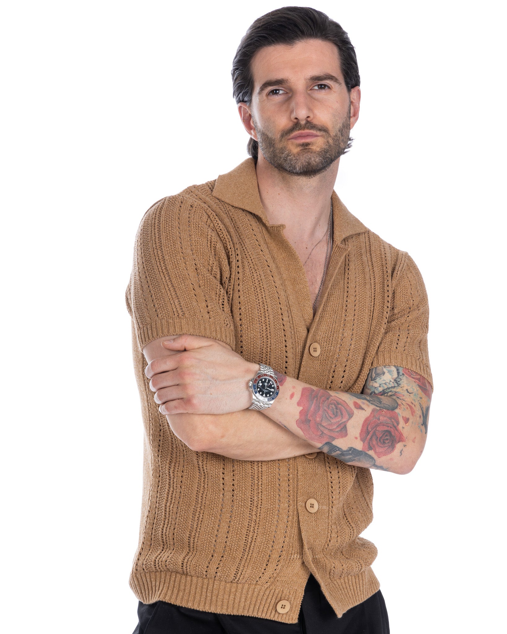 Novak - chemise en maille camel