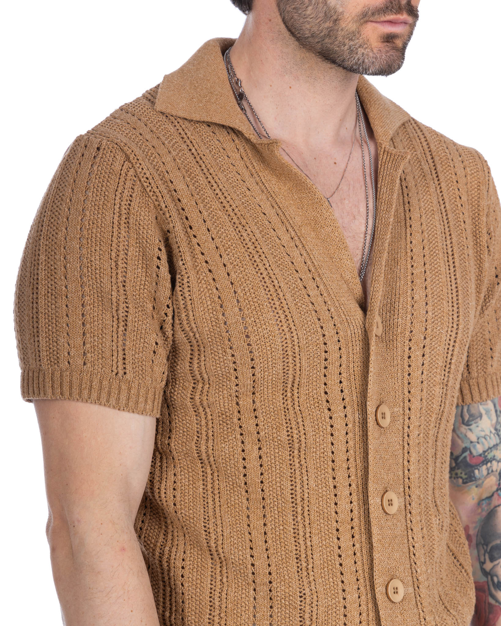 Novak - chemise en maille camel