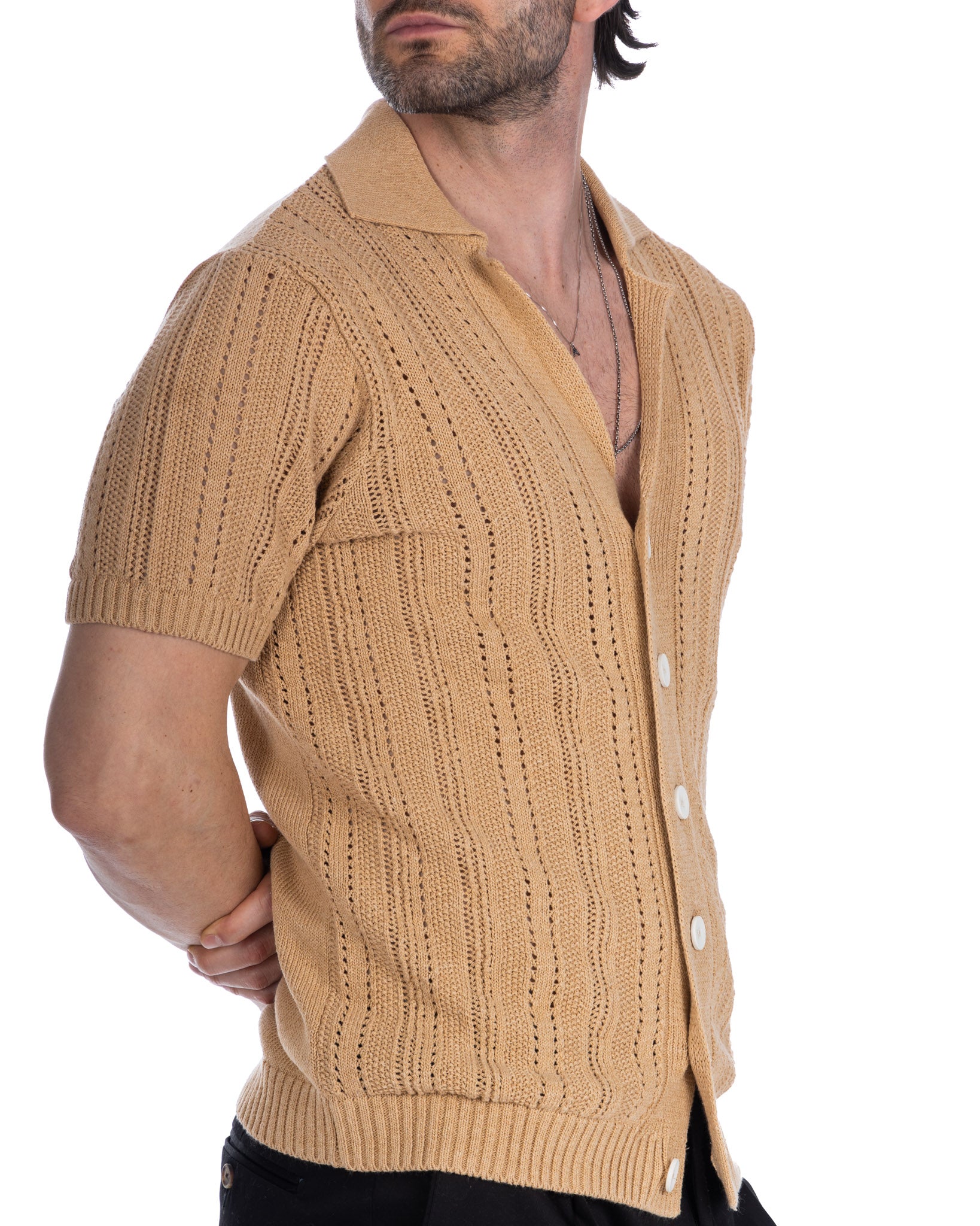 Novak - chemise en maille beige