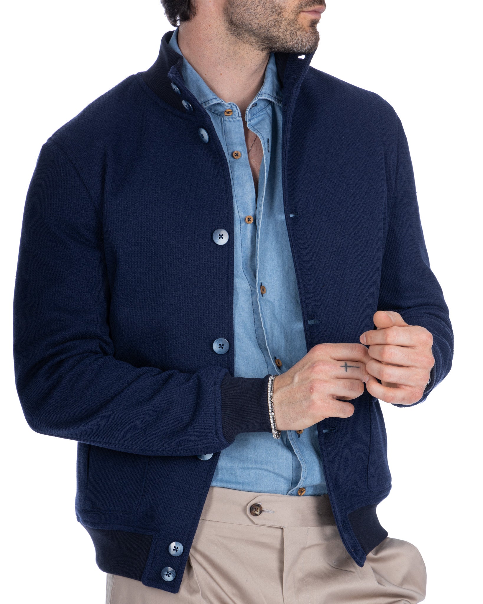 Trieste - blue cotton bomber jacket