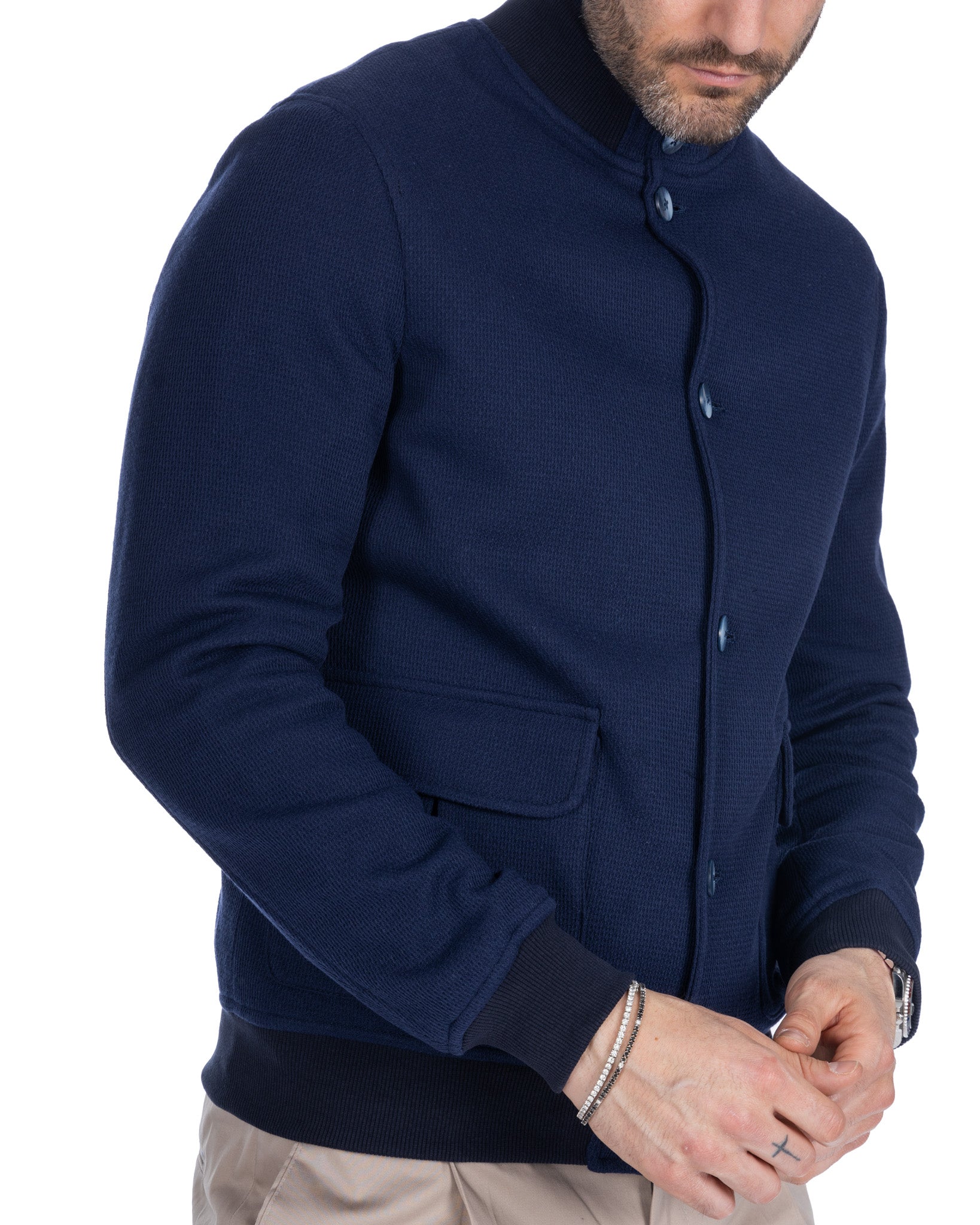 Trieste - blue cotton bomber jacket