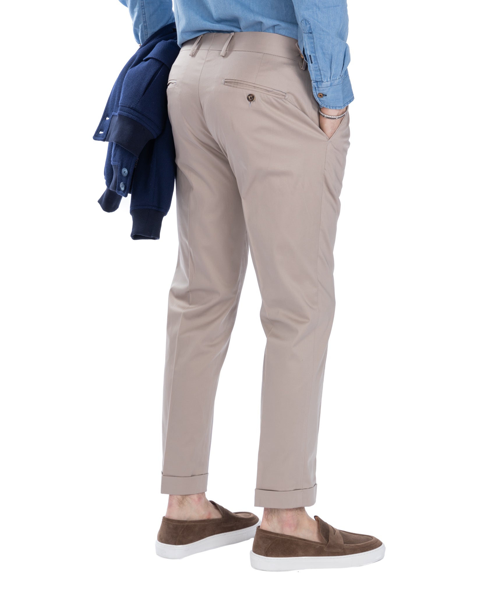 James - pantalon beige avec boucles