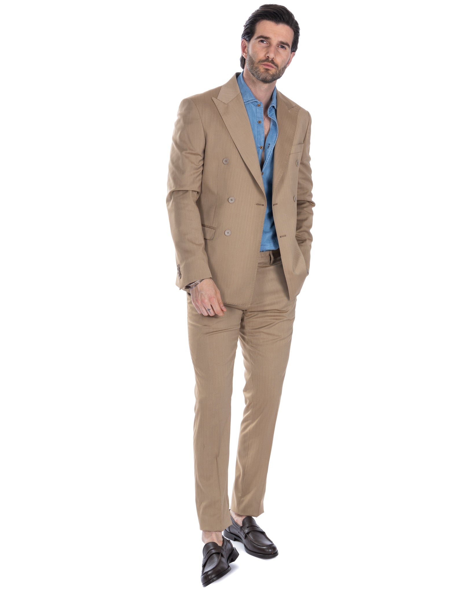 Marseille - camel solar double-breasted suit
