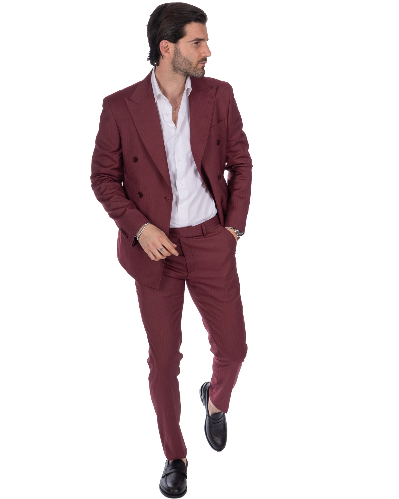 Marseille - burgundy solaro double-breasted suit