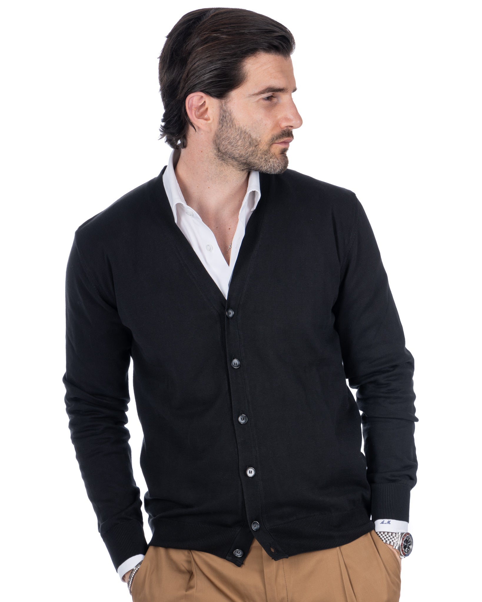 Cardigan en coton noir Alex