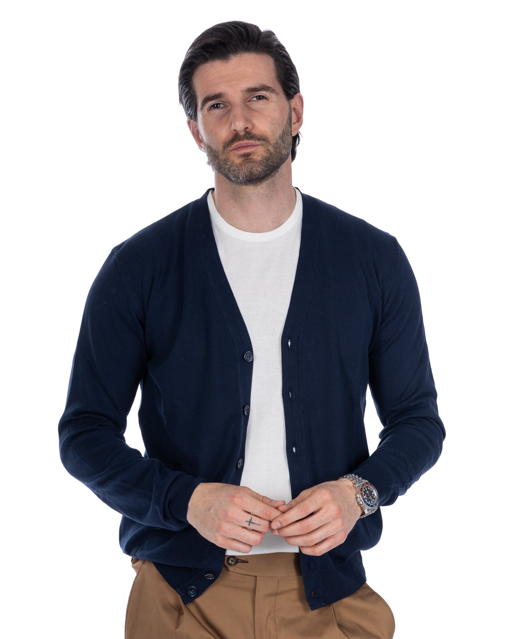 Cardigan en coton bleu Alex