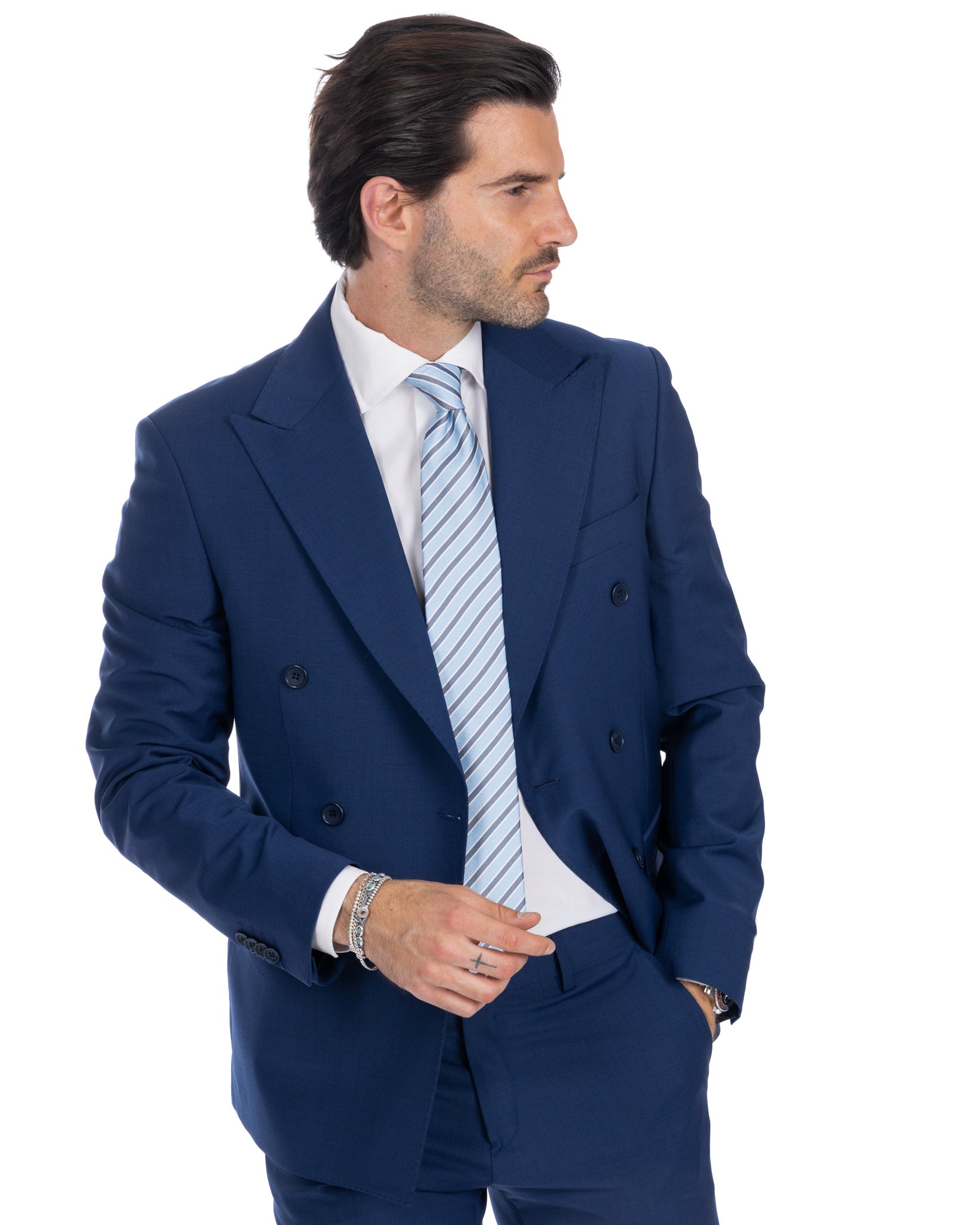 Brooklyn - veste en laine bleue à double boutonnage