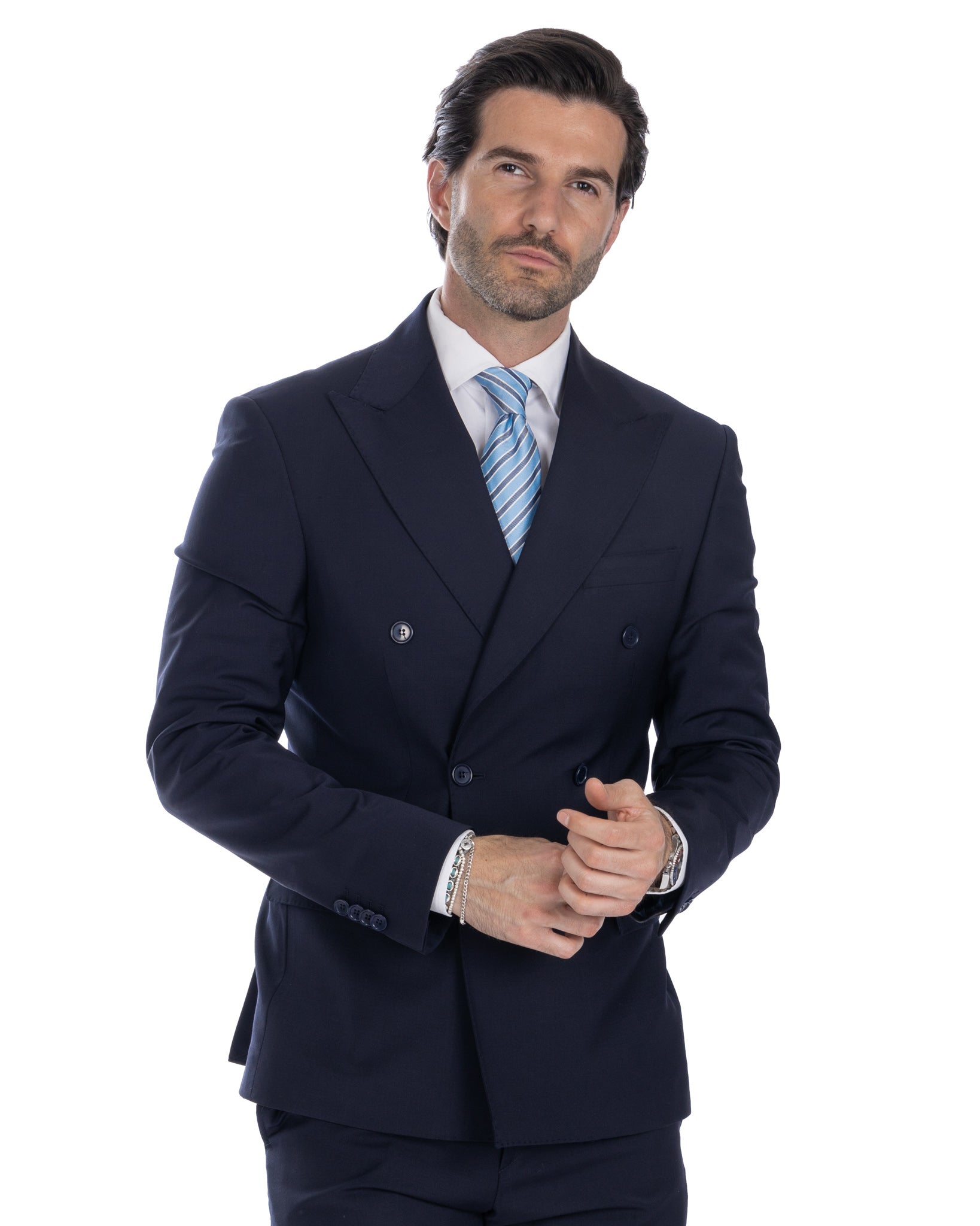 Brooklyn - veste en laine bleue à double boutonnage