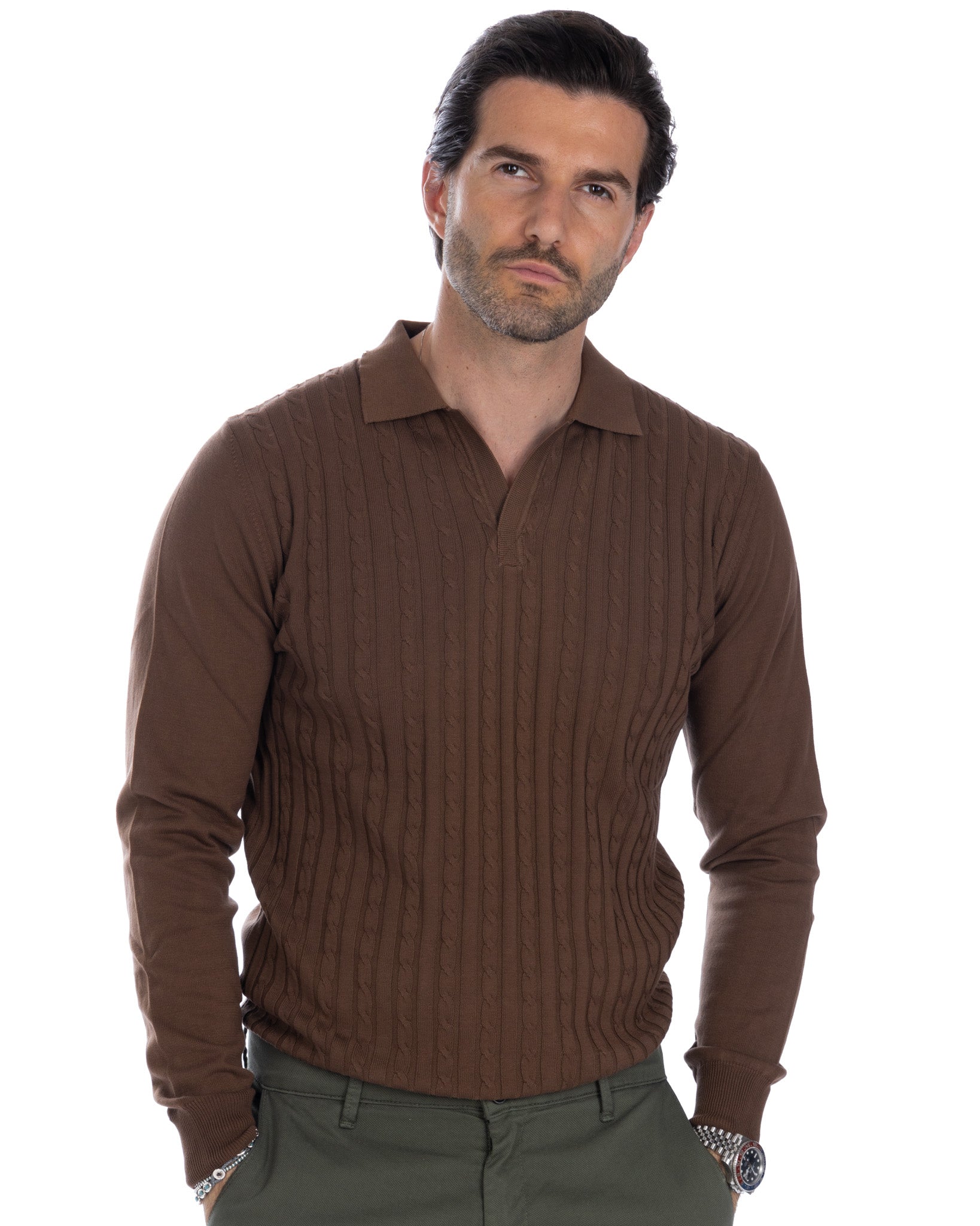 Matteo - pull tabac avec tresses