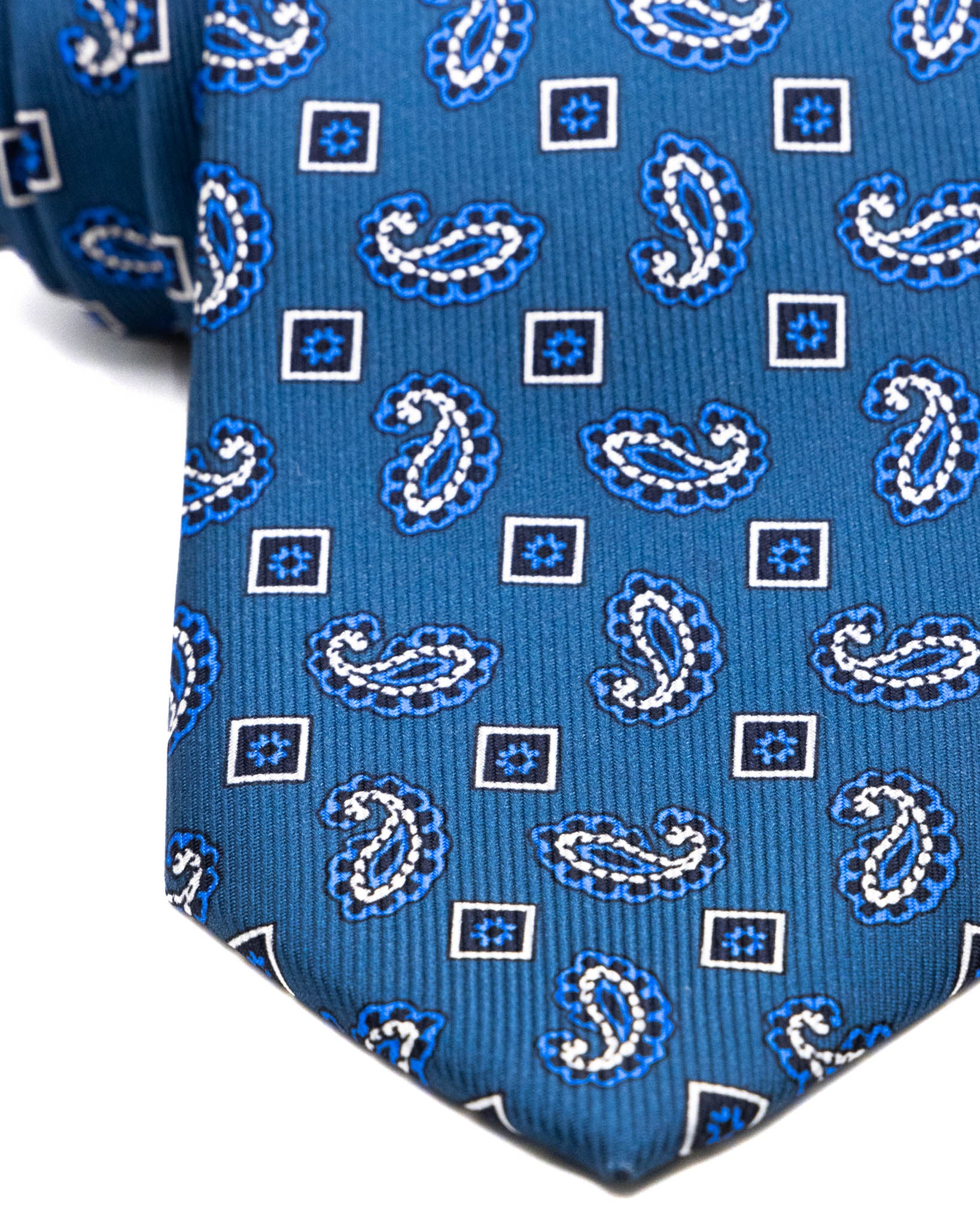 Cravate - en soie tissée bleue