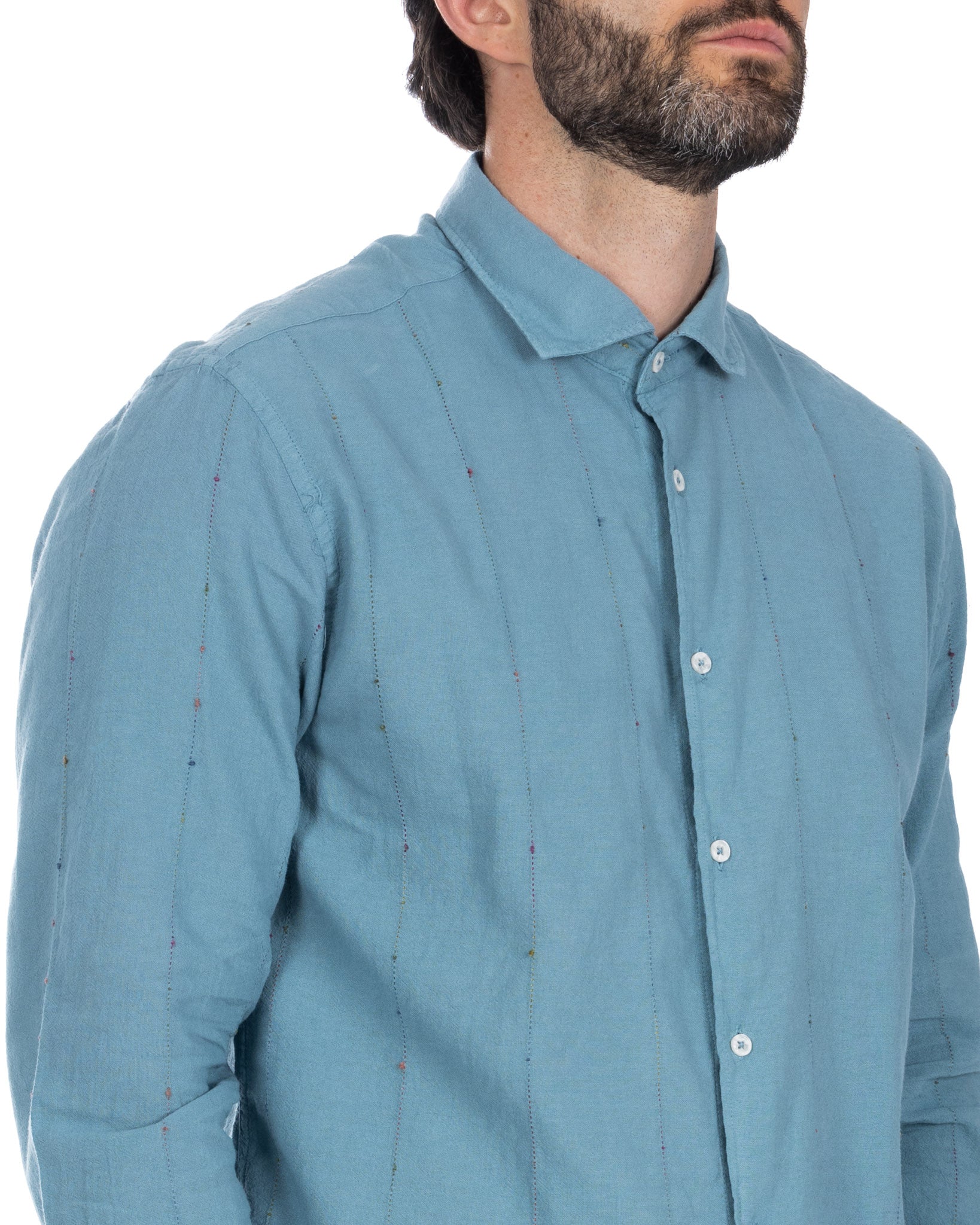 Rainbow - chemise bleu sarcelle avec broderie