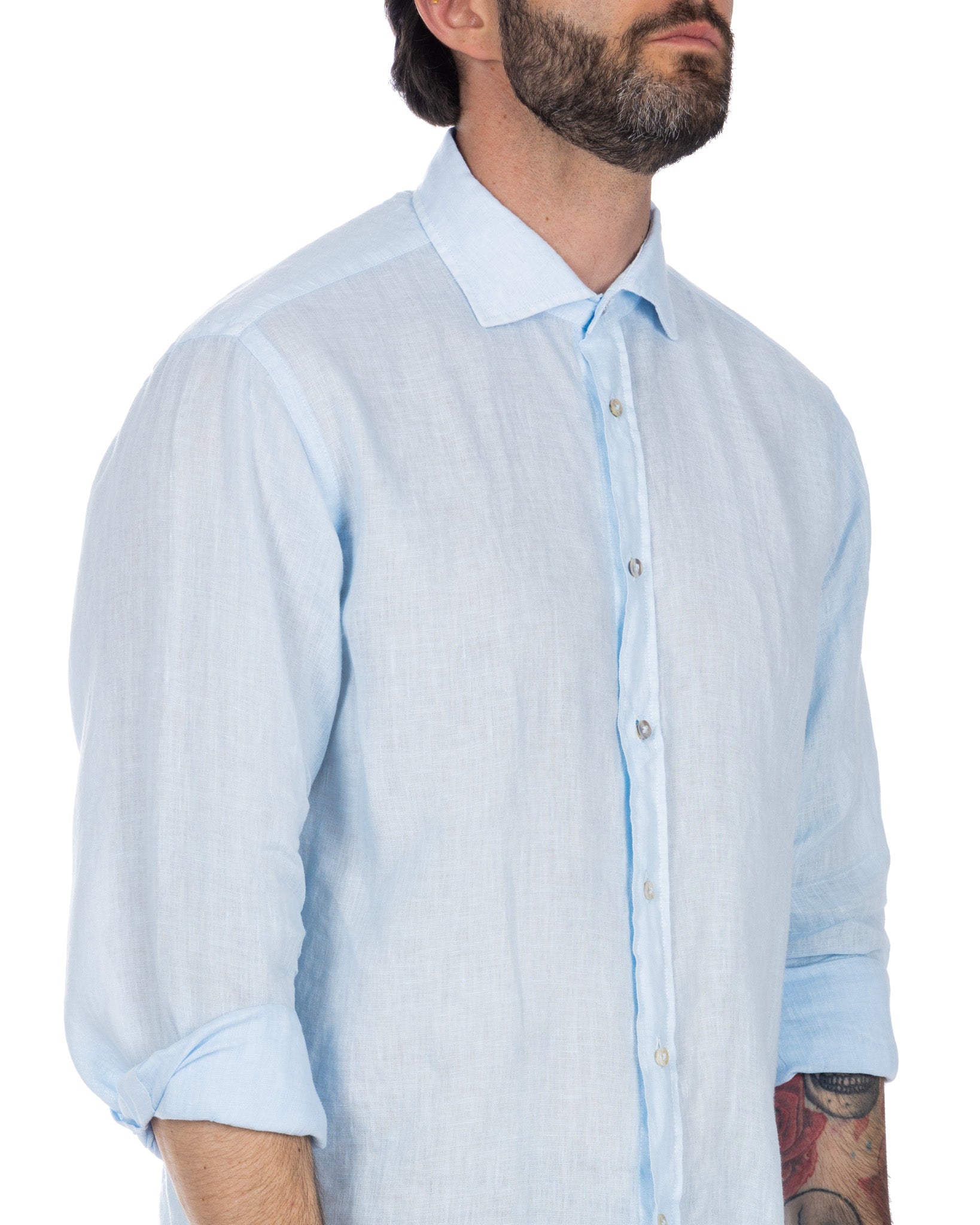 Montecarlo - camicia in puro lino cielo