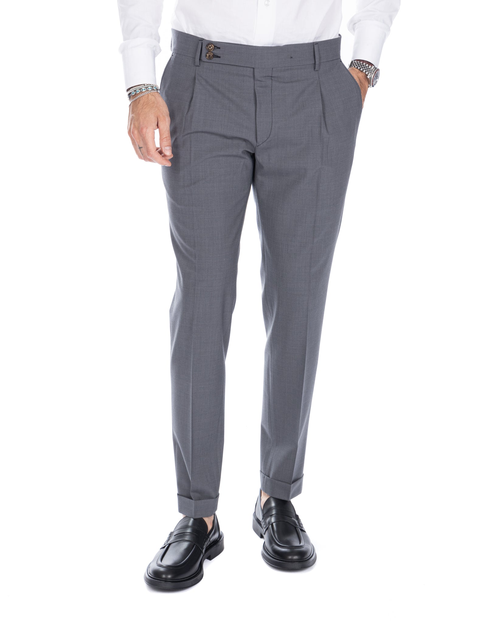 Queens - pantalon en laine gris