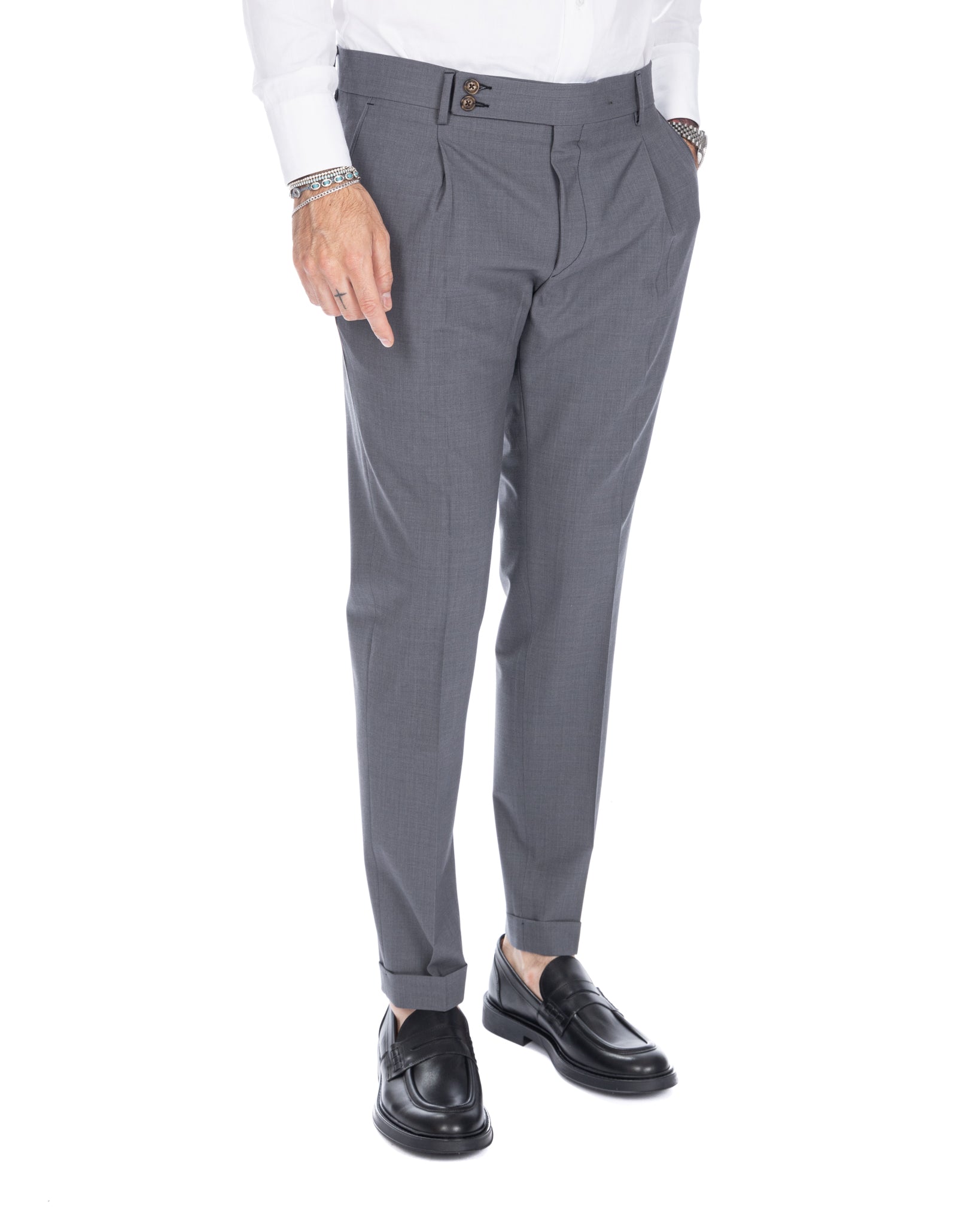 Queens - pantalon en laine gris