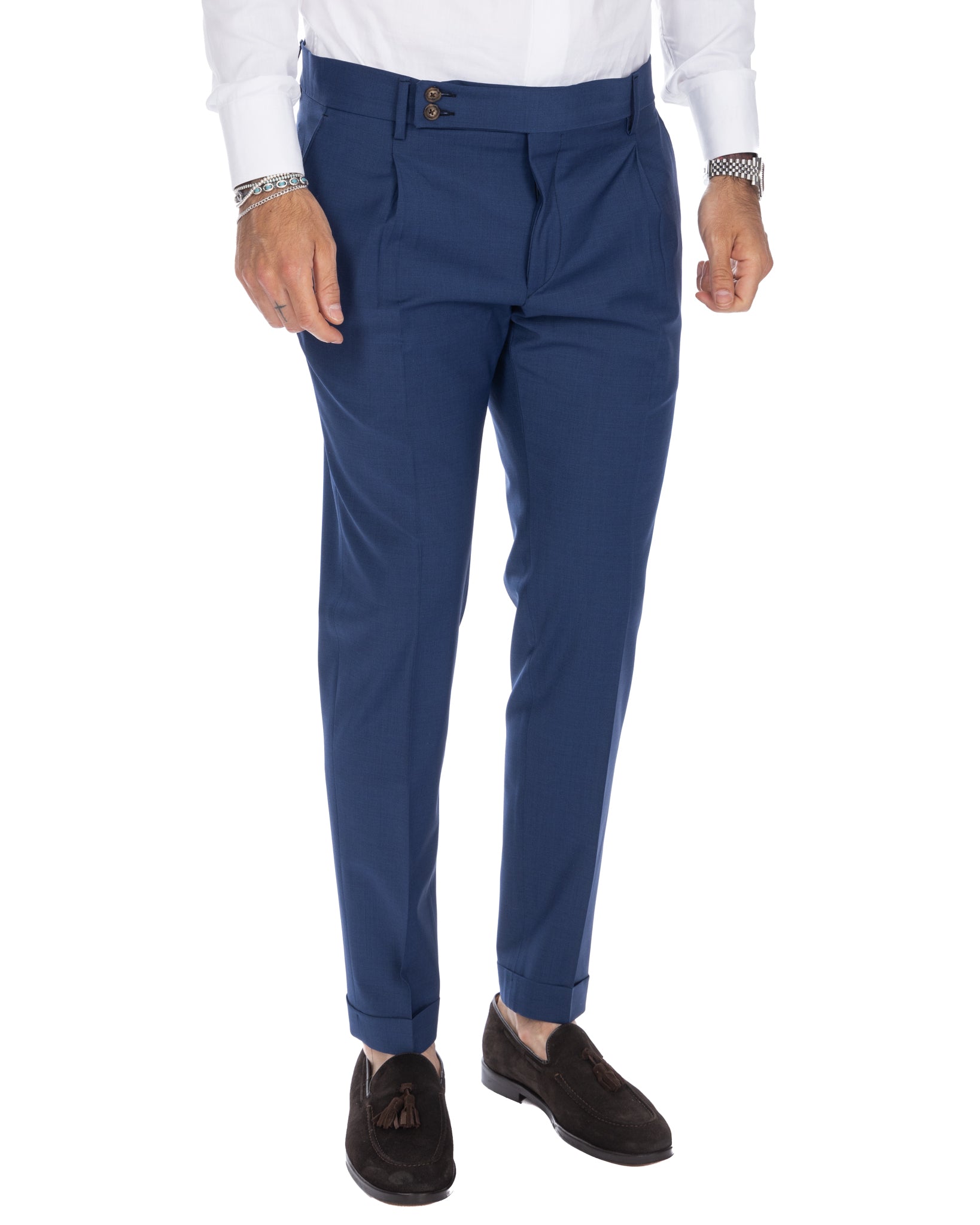Queens - blue wool trousers