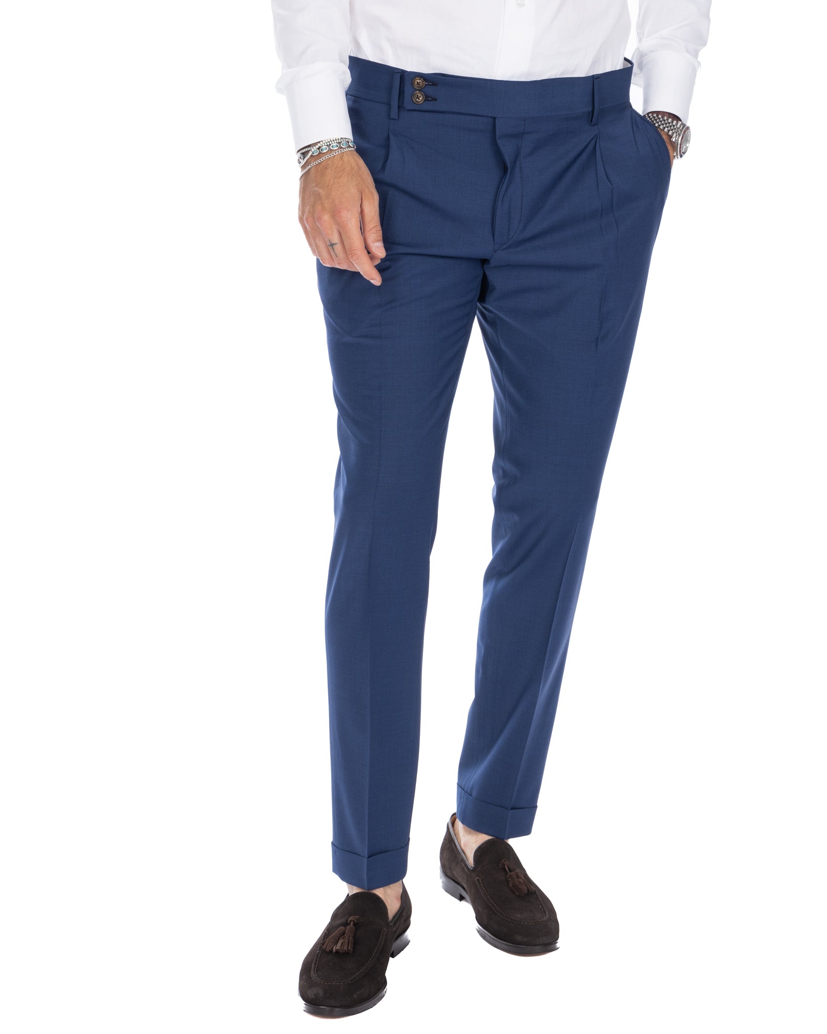 Queens - blue wool trousers