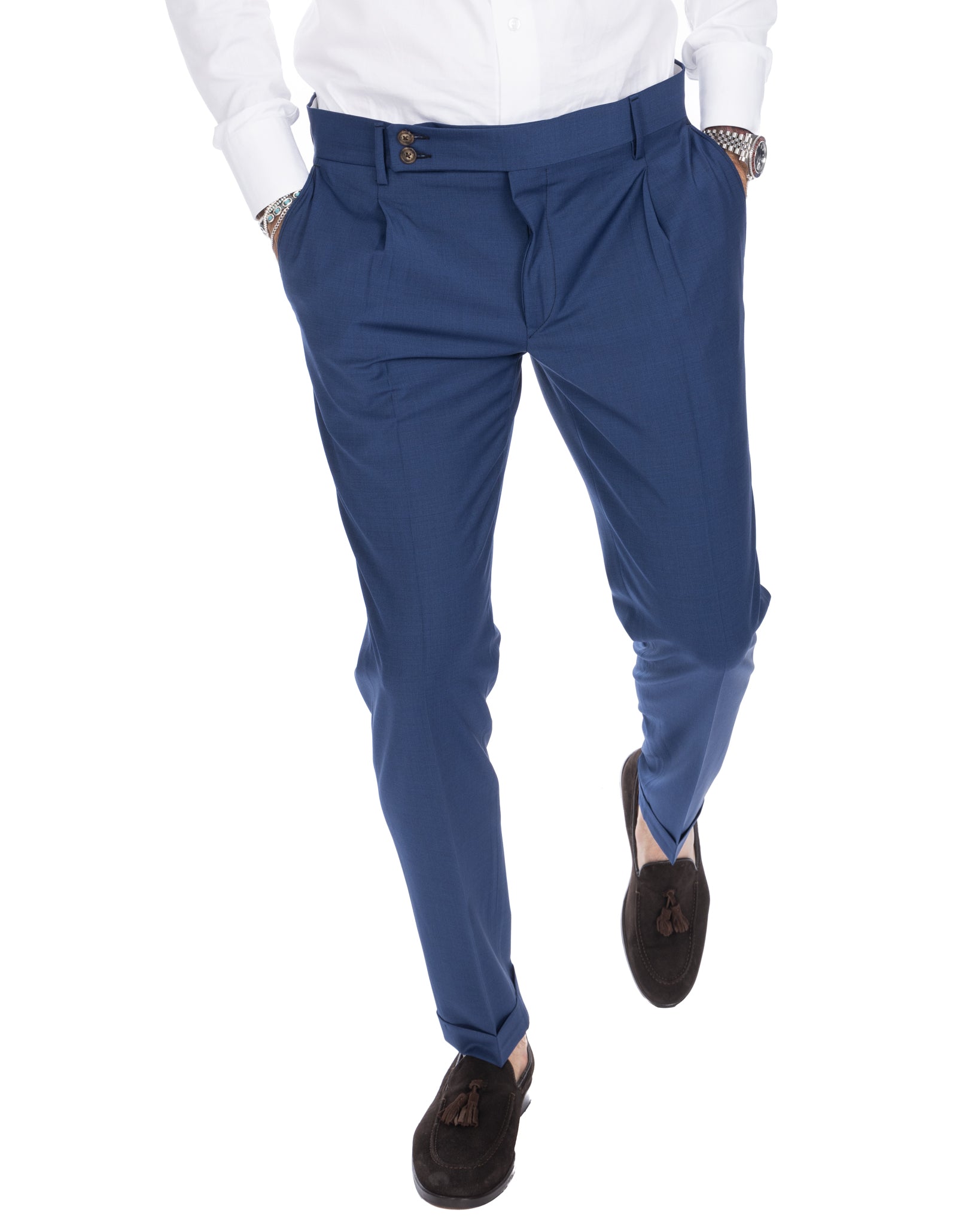 Queens - blue wool trousers