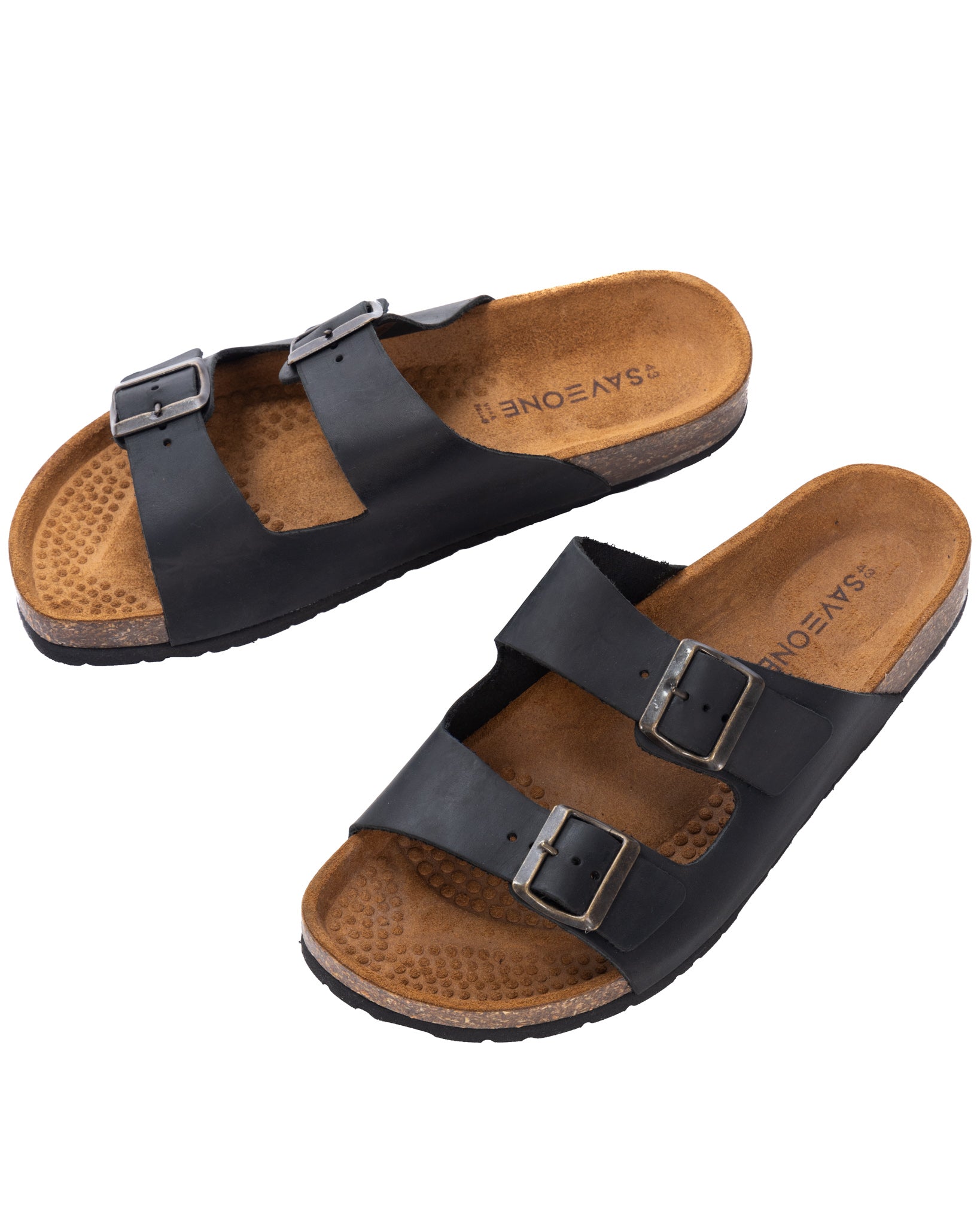 Omar - black washed leather slippers