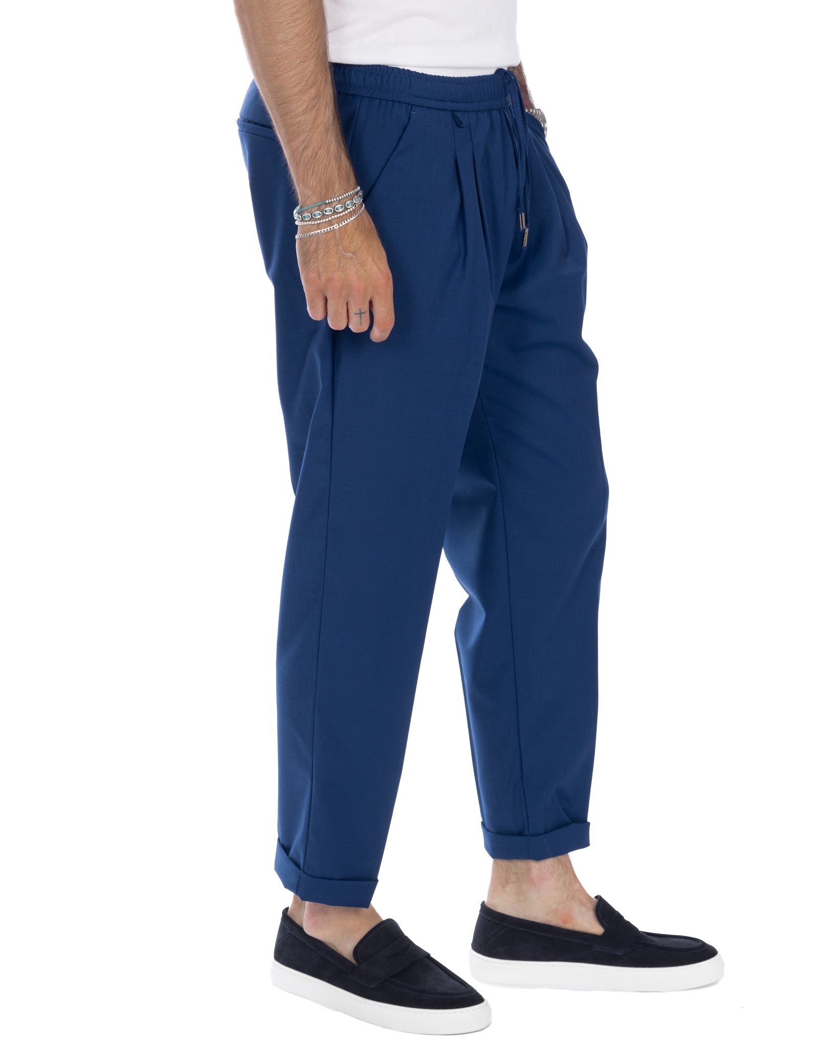 Larry - pantalon en laine mélangée bleu