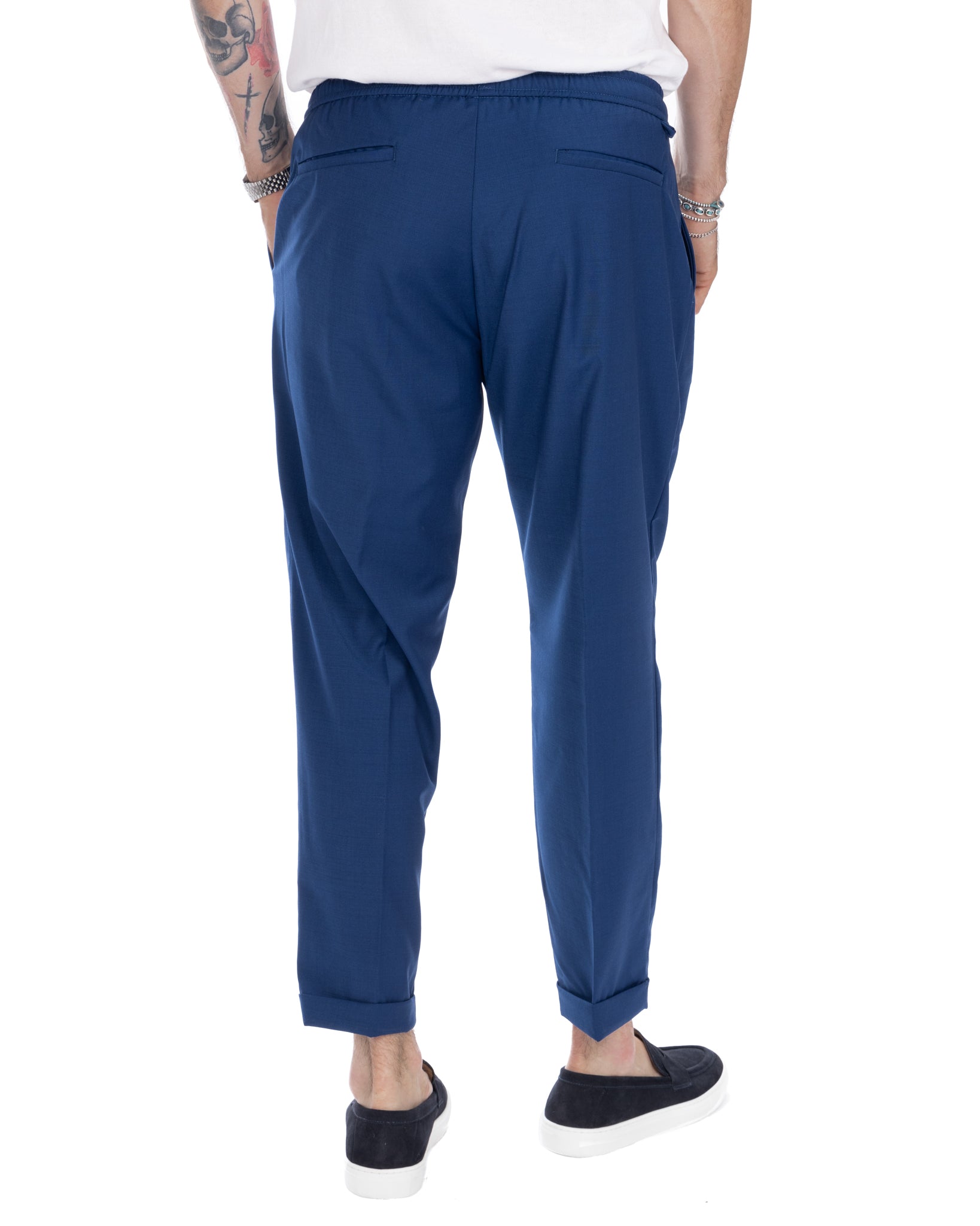 Larry - pantalon en laine mélangée bleu