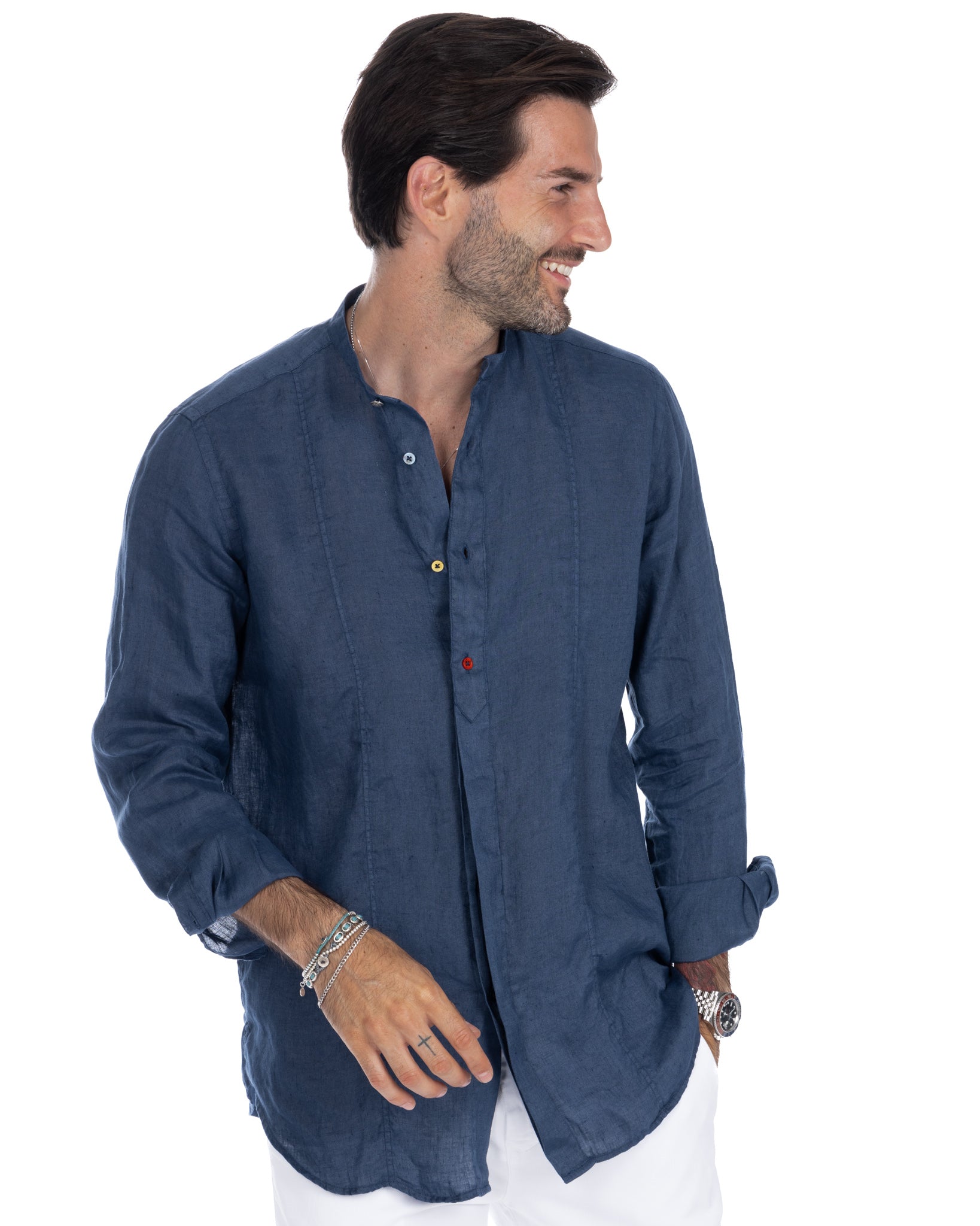 Cannes - chemise séraphine pur lin bluette