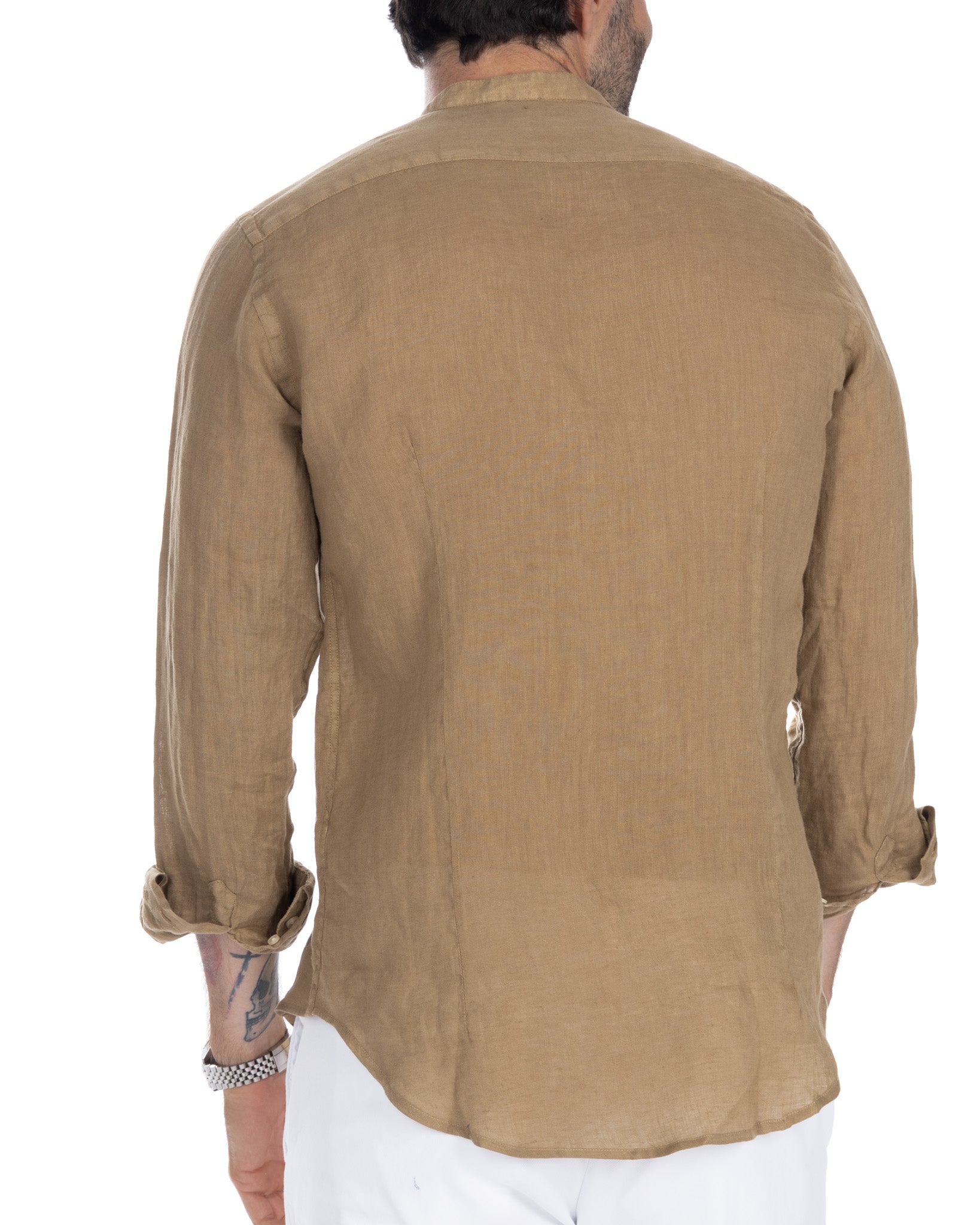 Cannes - chemise henley en pur lin camel