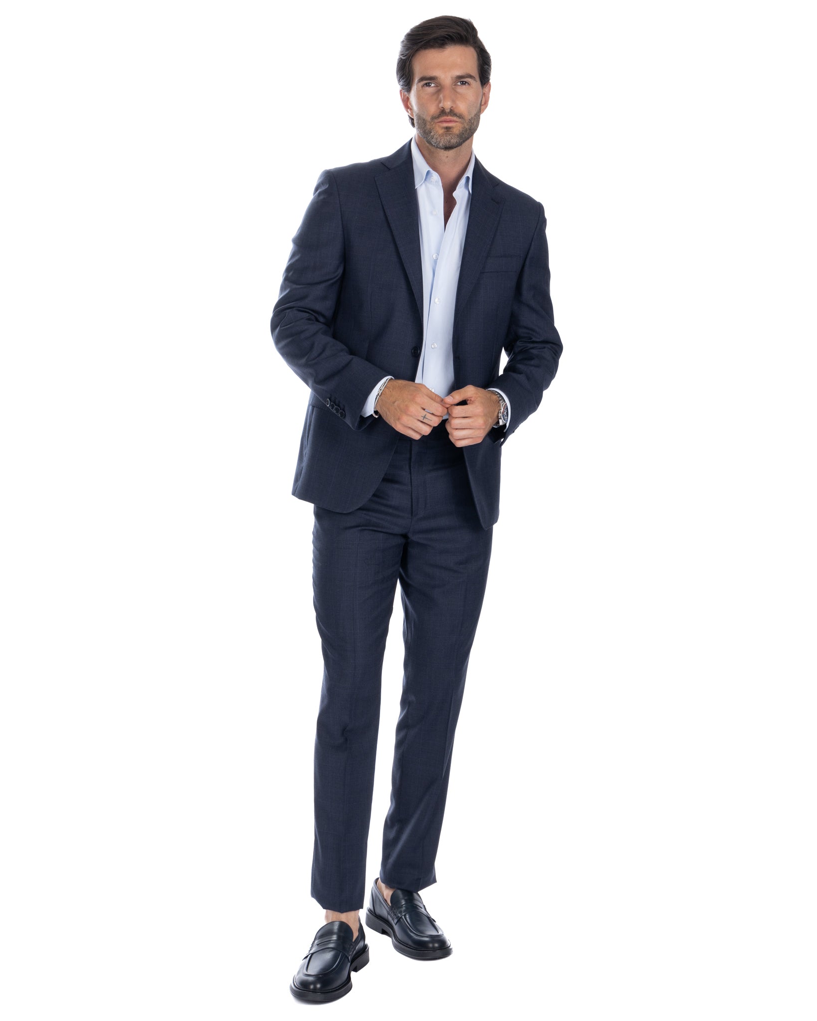Single-breasted blue square suit - Reda