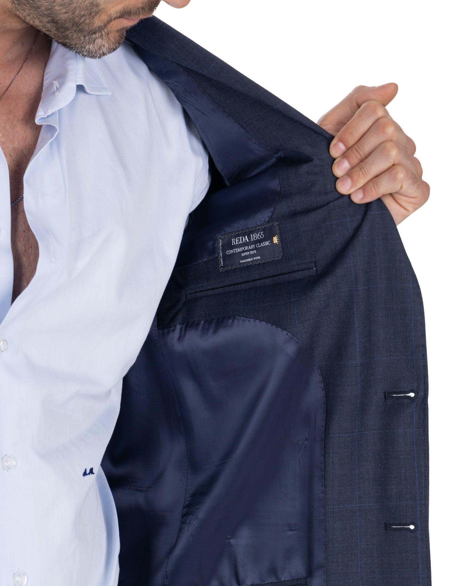 Single-breasted blue square suit - Reda