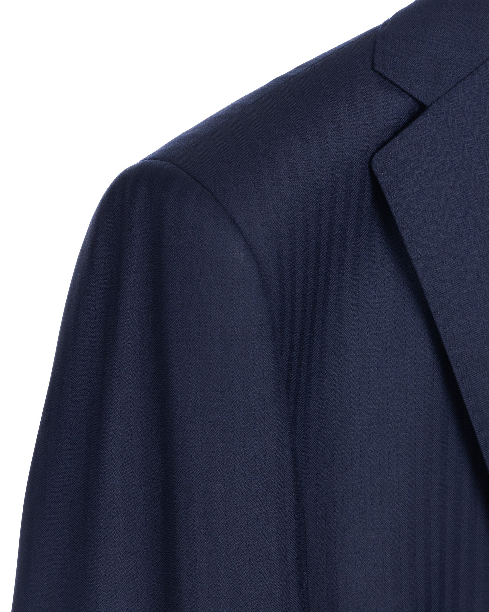 Blue Herringbone Single Breasted Suit - Vitale Barberis Canonico