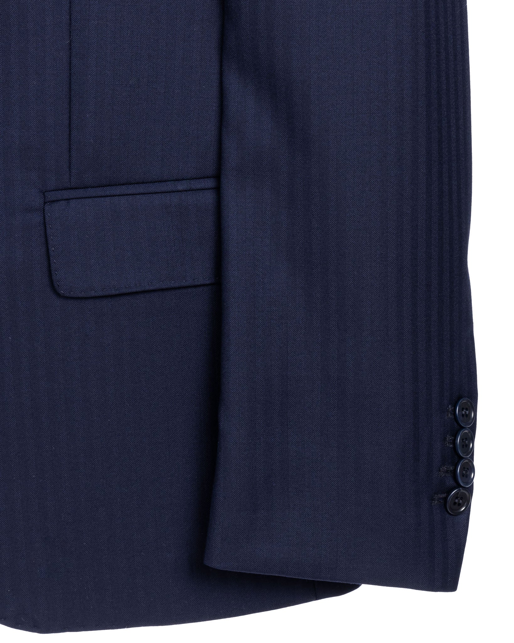 Blue Herringbone Single Breasted Suit - Vitale Barberis Canonico