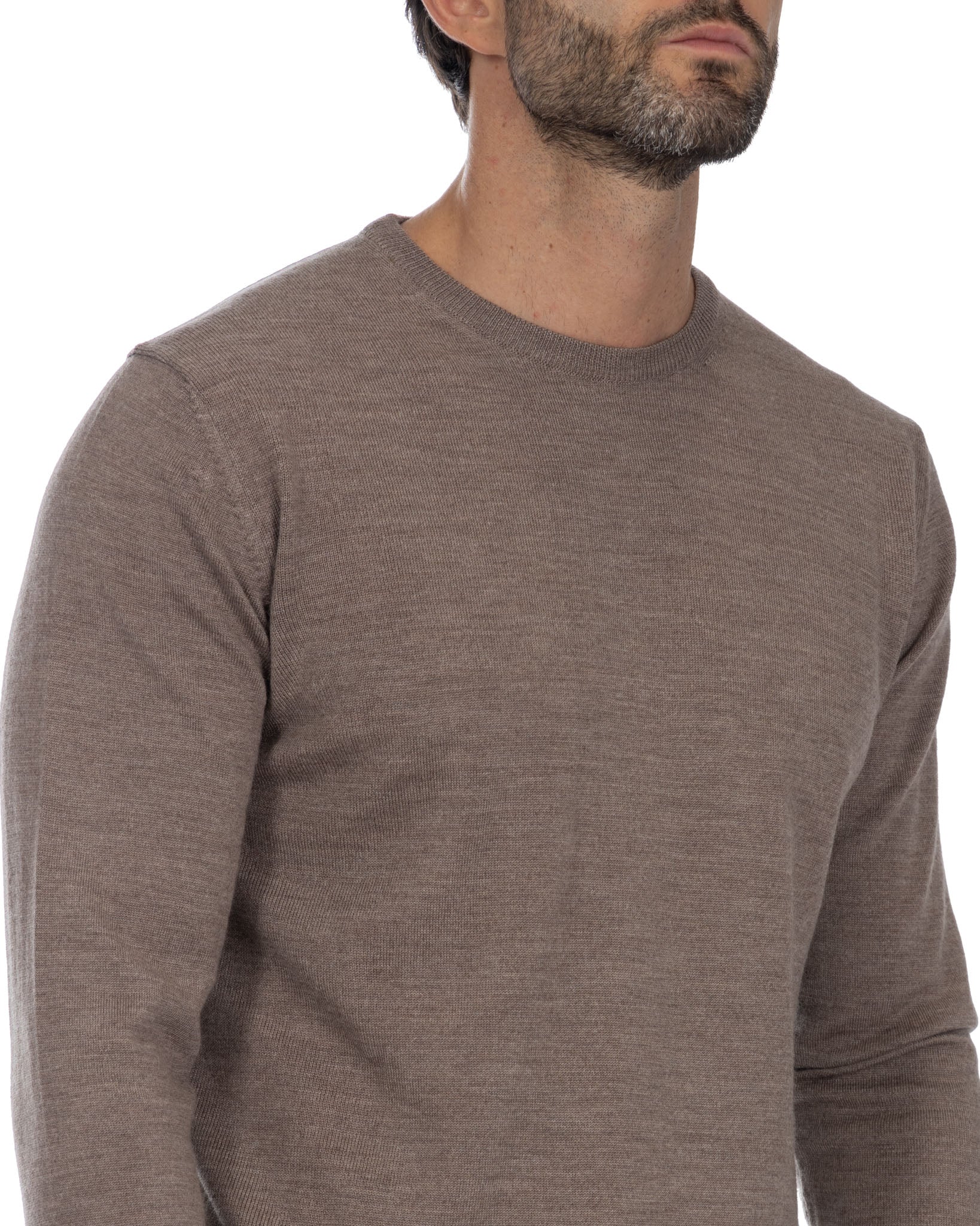 Furore - Pull ras du cou en laine mérinos Tollegno beige