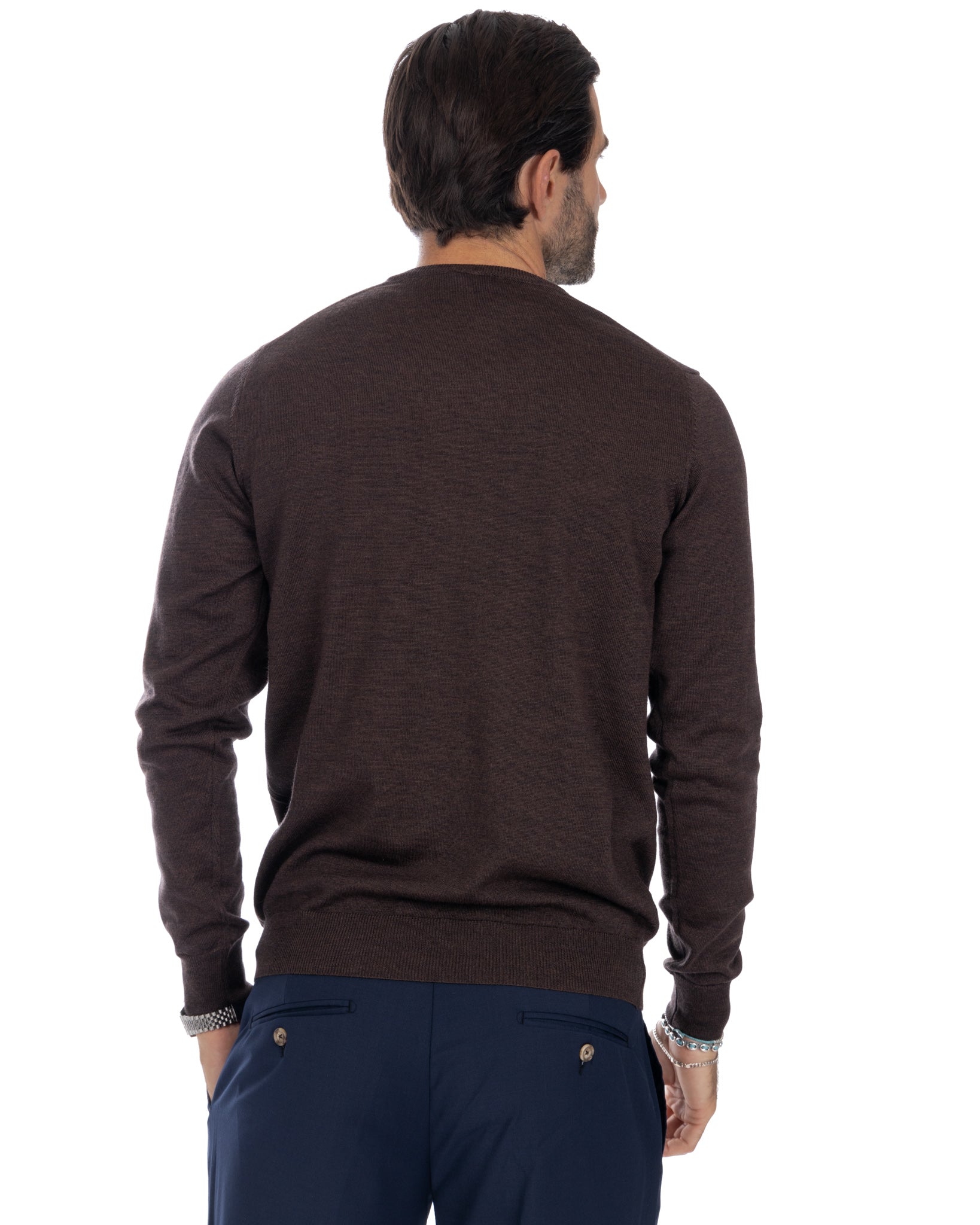 Furore crewneck in Tollegno merino wool dark brown