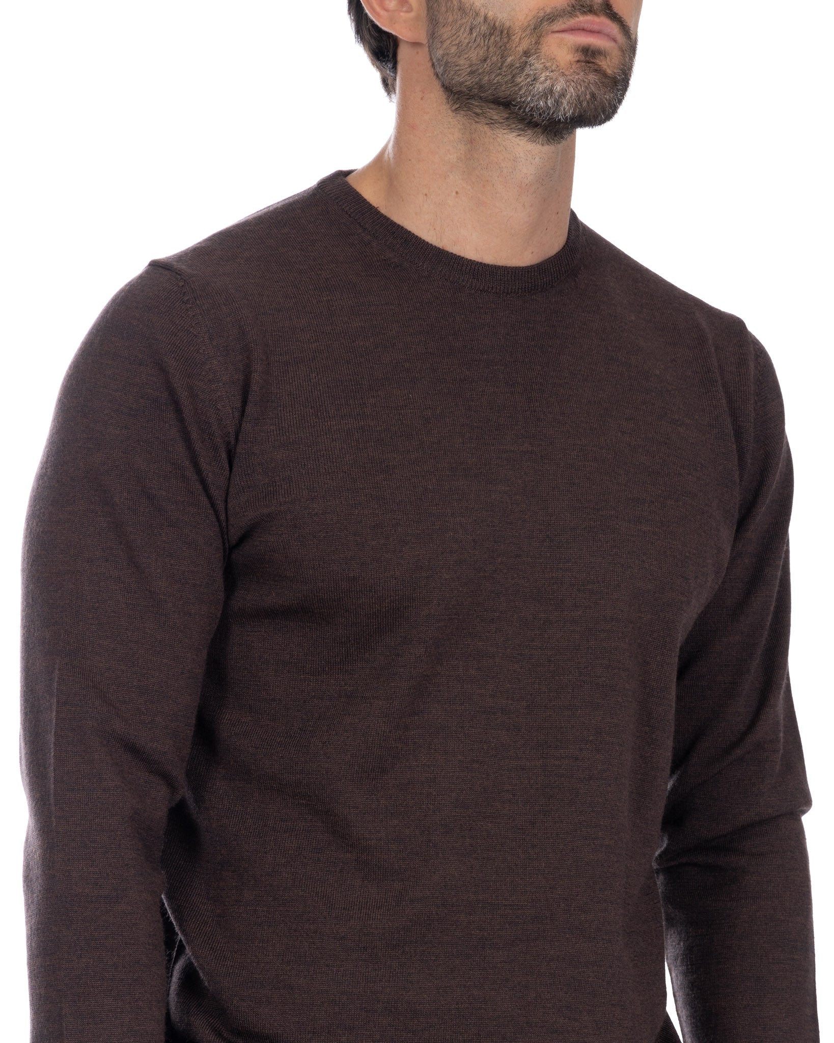 Furore crewneck in Tollegno merino wool dark brown