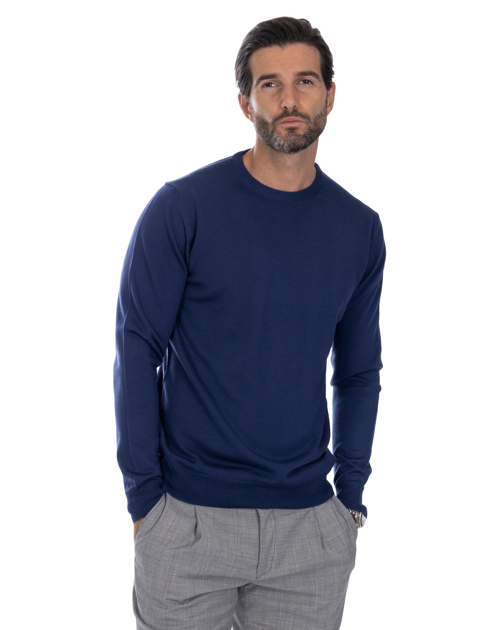 Furore - girocollo Furore in lana merino Tollegno denim