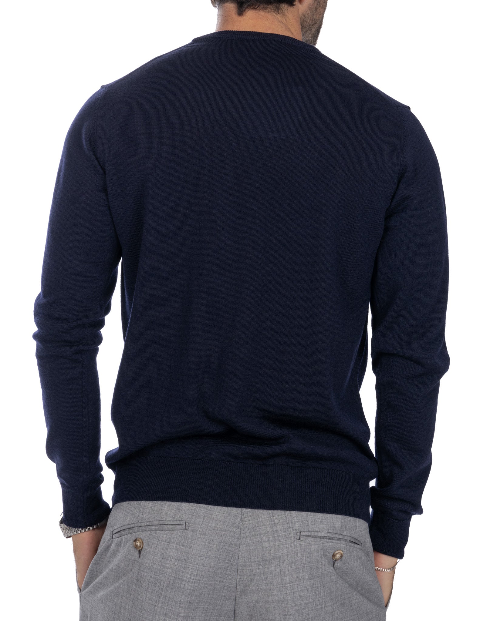 Furore crewneck in merino wool Tollegno blue