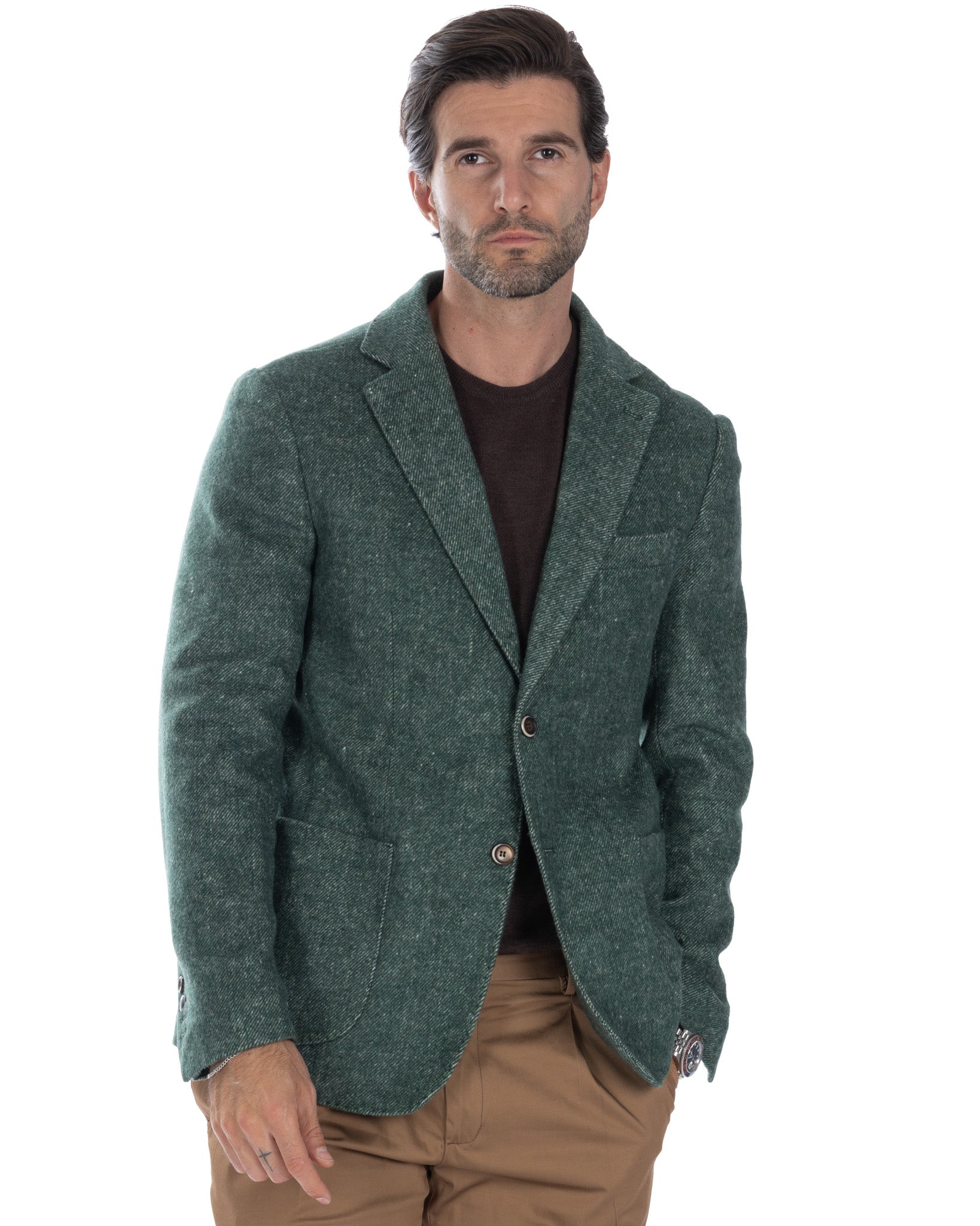 Veste verte à simple boutonnage Remi