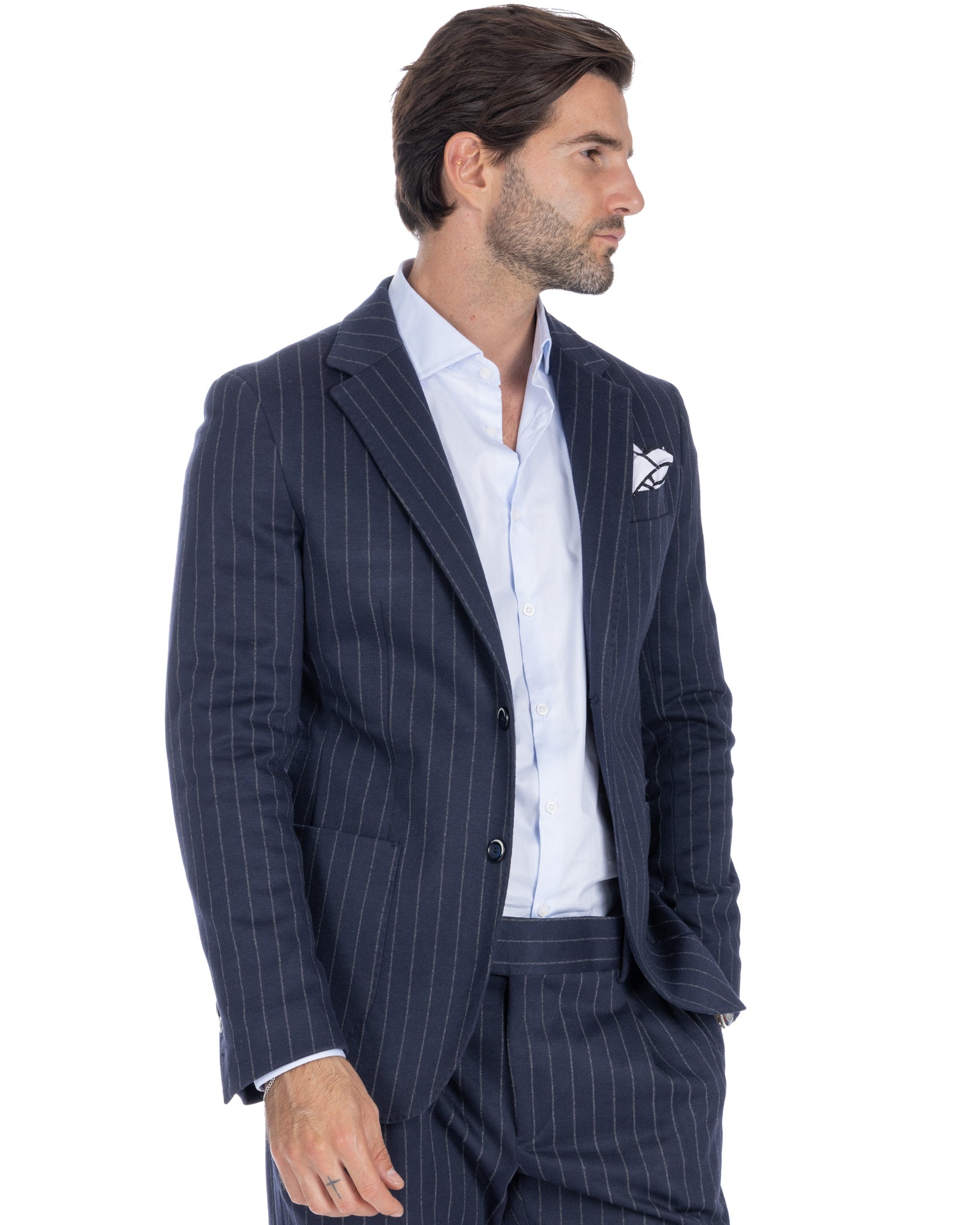 Raphael - Blue Pinstripe Single Breasted Jacket