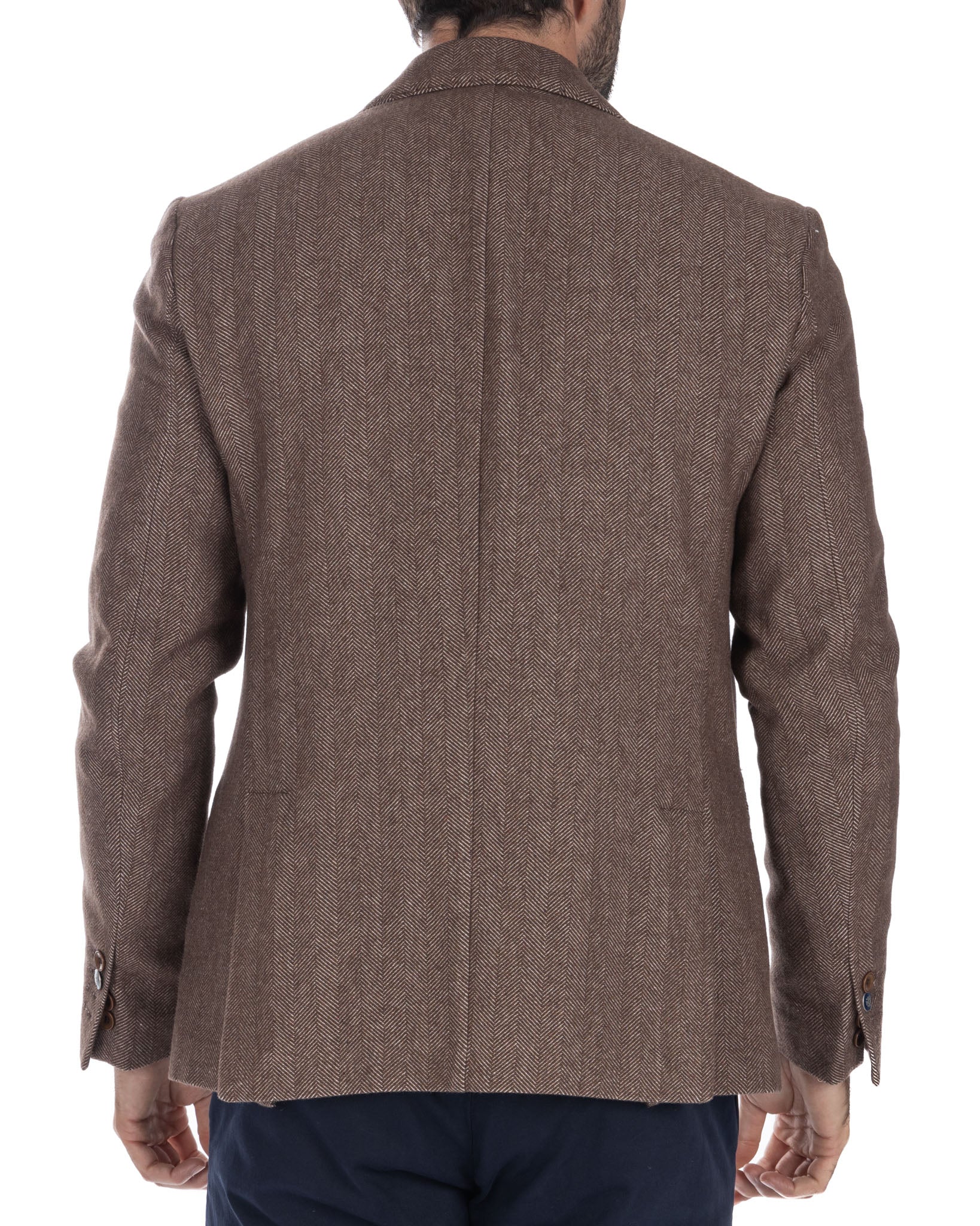 Jerome - chaqueta de espiga marrón de botonadura sencilla